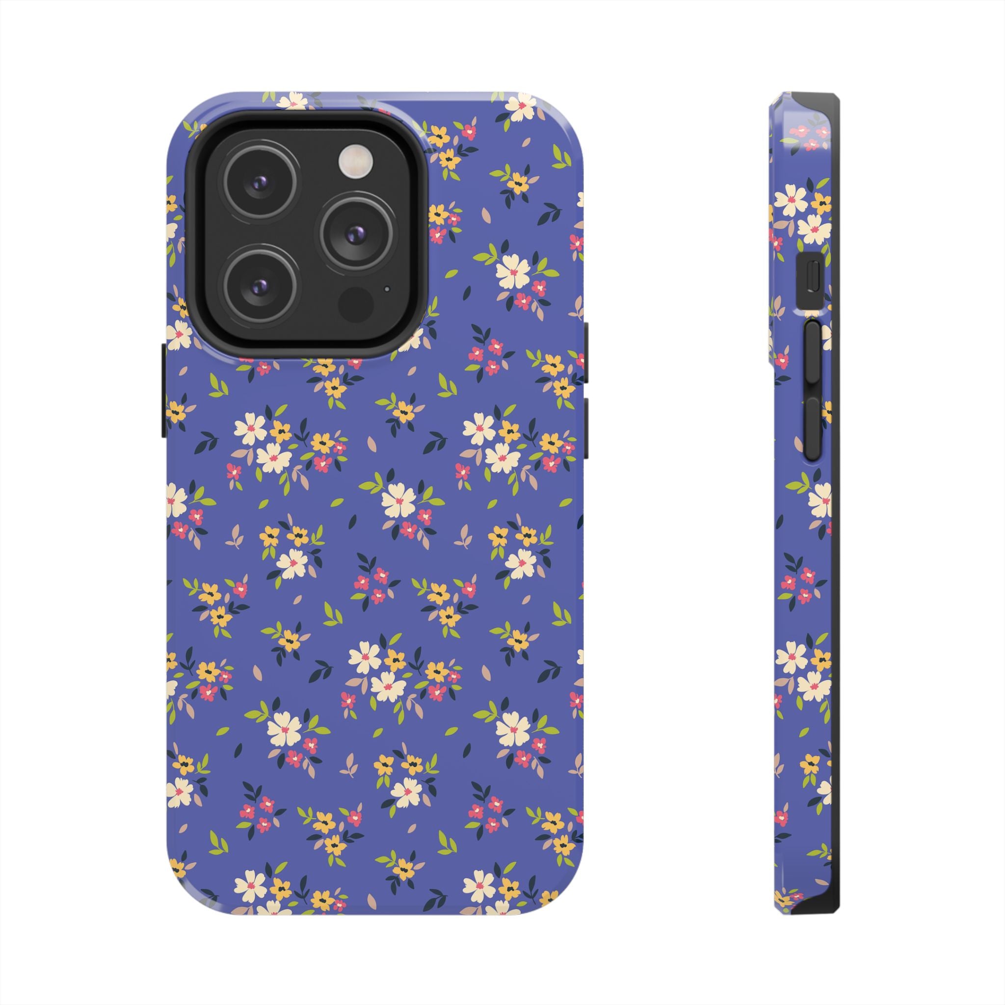 Cabaña campestre | Estuche con print de flores azul marino