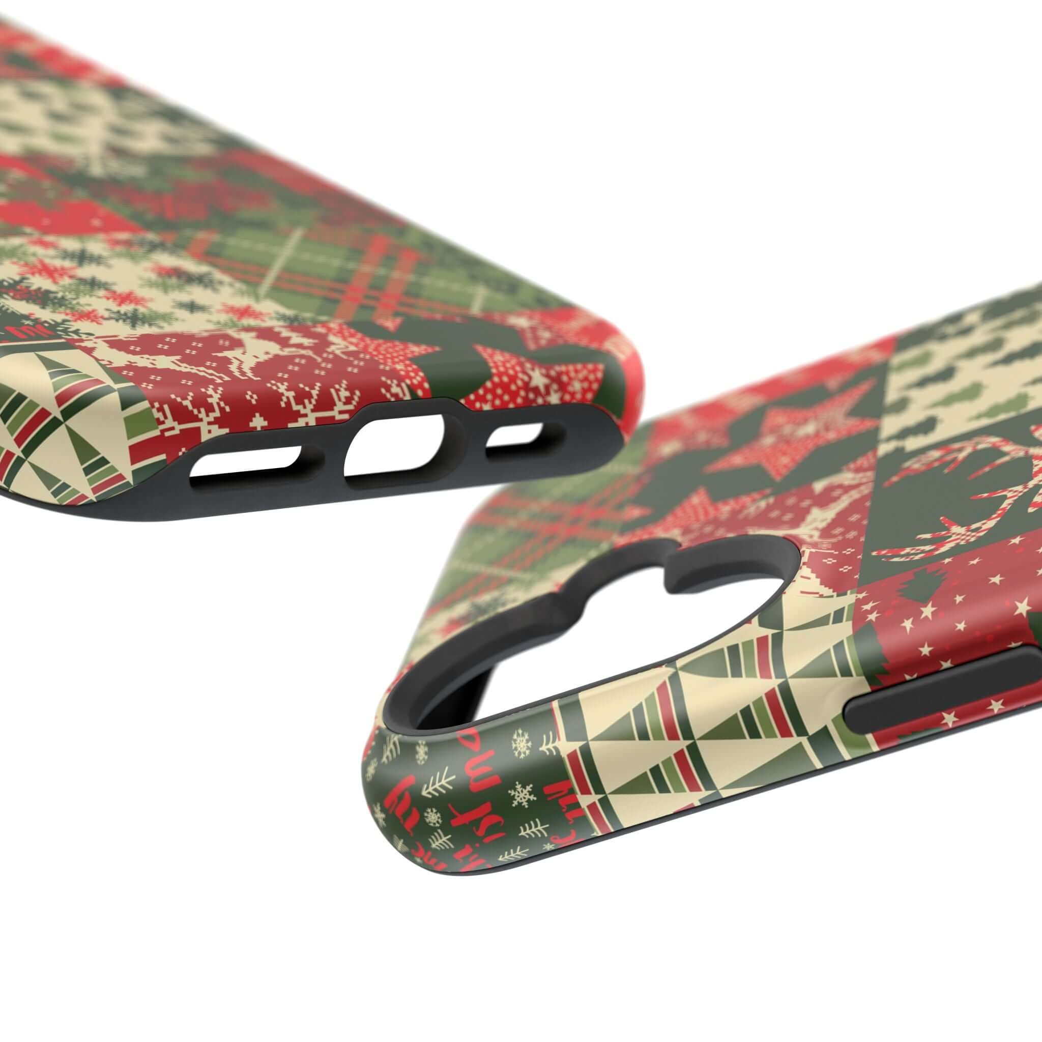 Cozy Quiltmas MagSafe case with festive Christmas pattern, perfect holiday phone cover featuring secure fit and MagSafe compatibility.