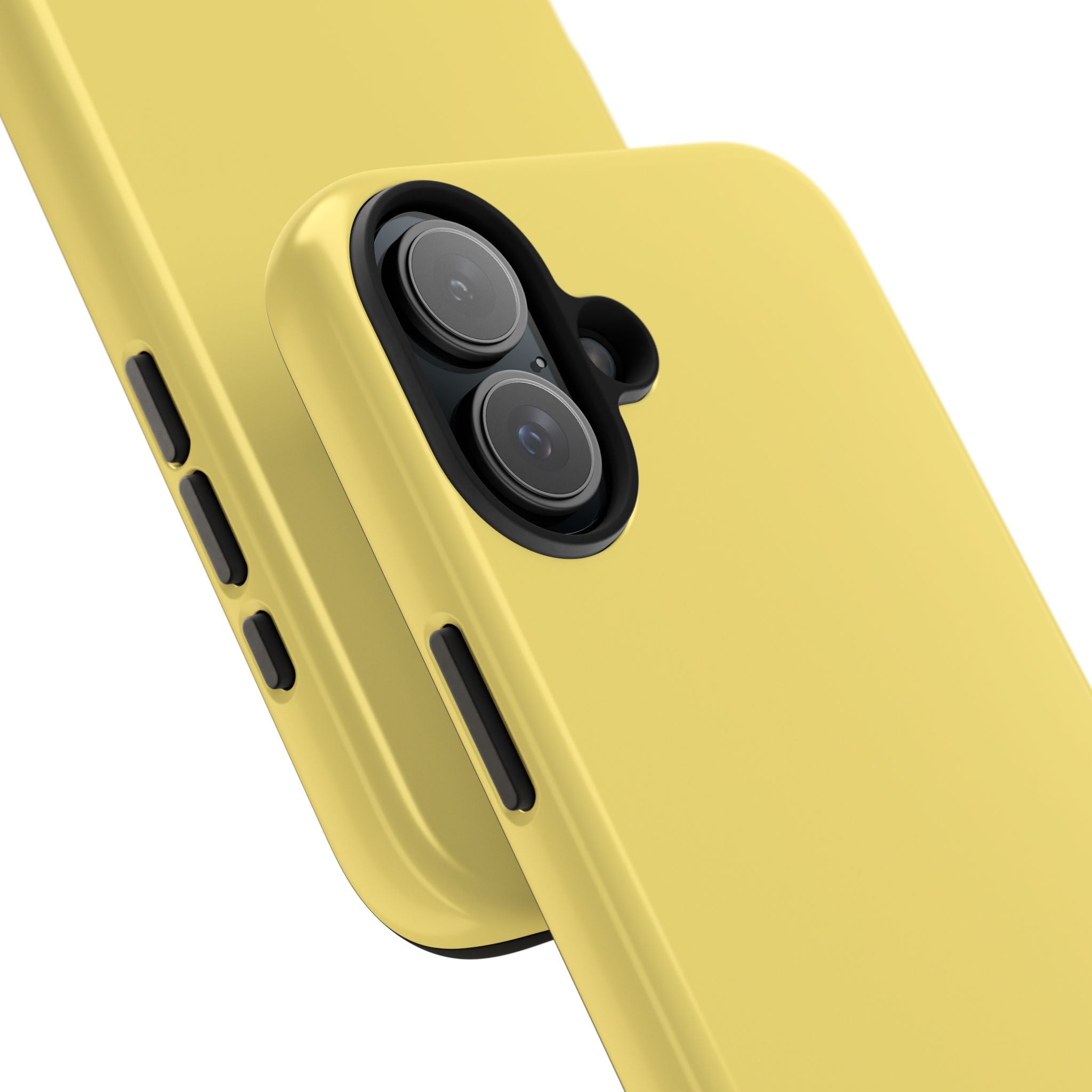 Solid yellow iPhone case with playful design, perfect cute phone case to make your phone stand out.