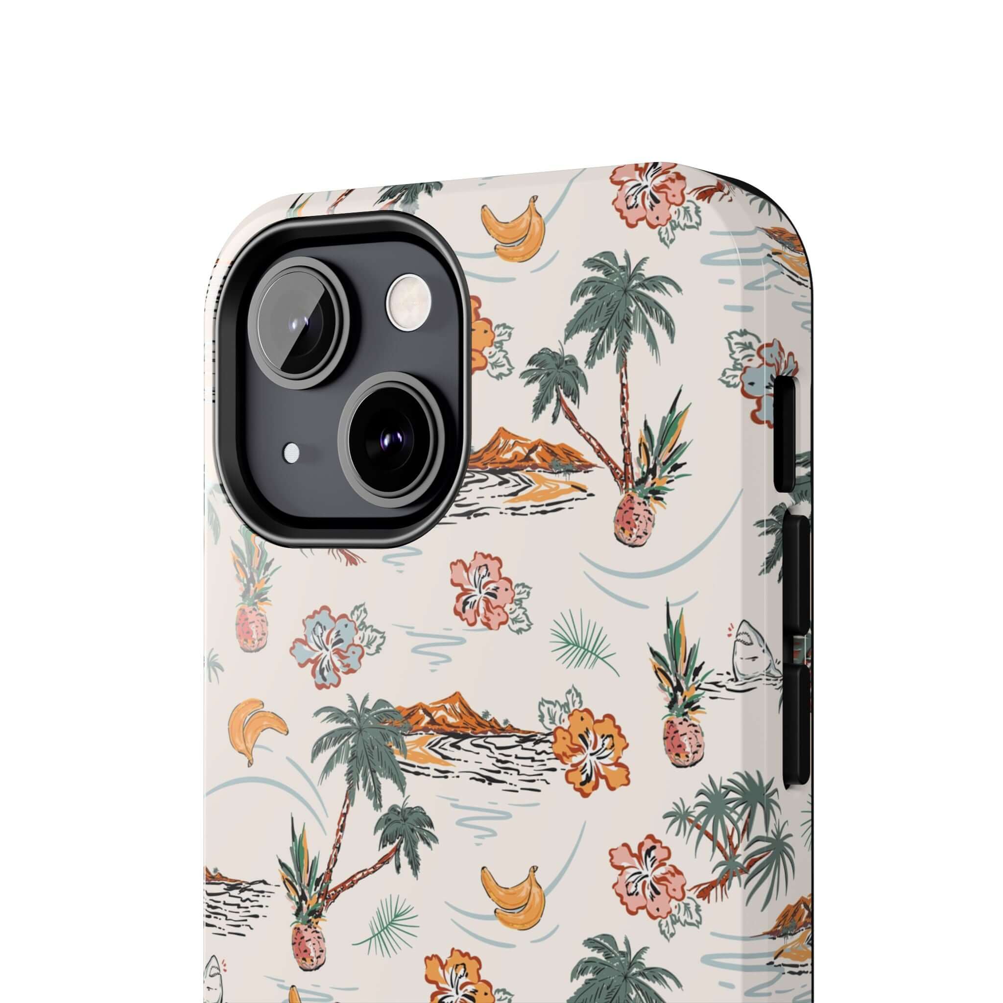 Tropical Vacation iPhone 14 case with cute palm tree design and free shipping. Perfect beach-themed phone cover.