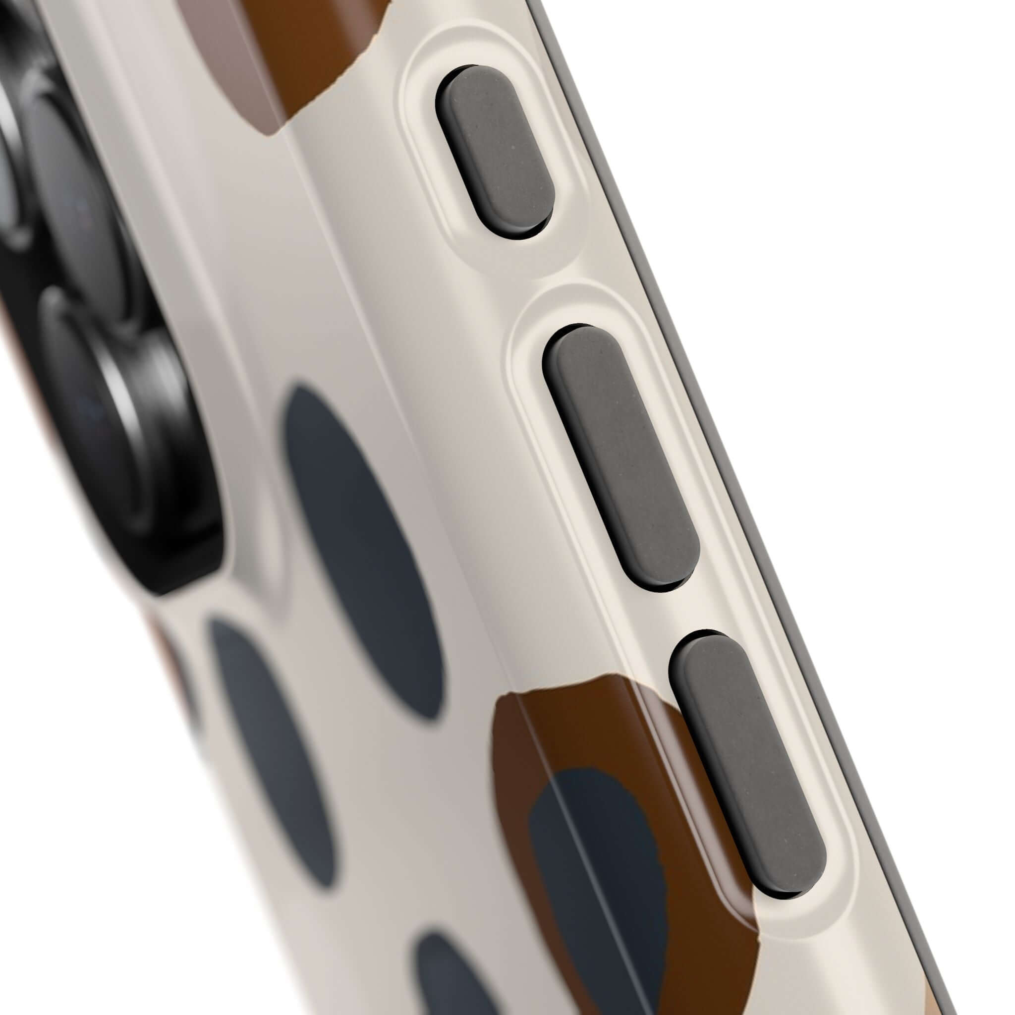 Stylish MagSafe phone case with modern brown spots design, perfect for colorful and abstract iPhone style.