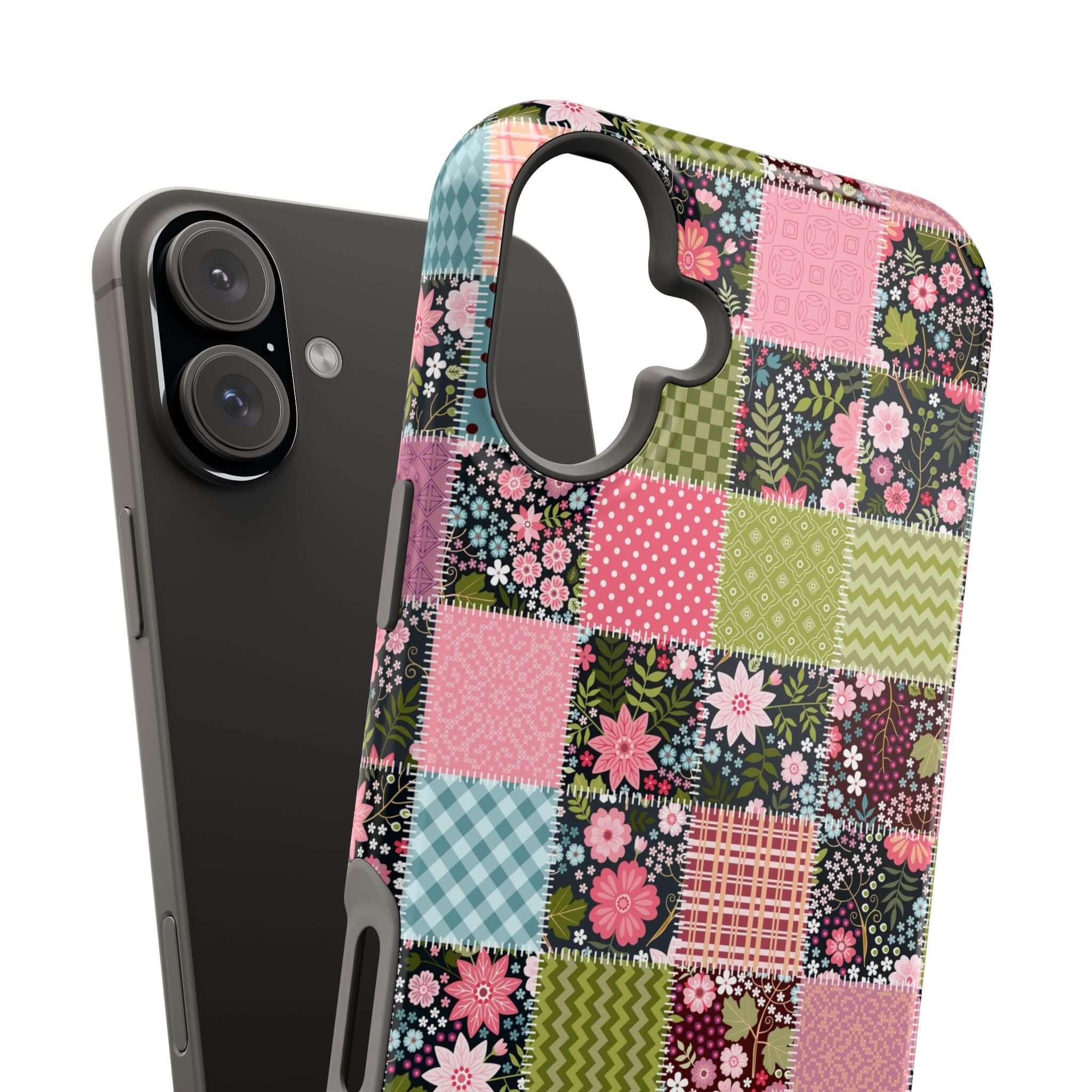 Flora Forage Wildflower Patchwork Case with floral design, MagSafe cute phone cover for iPhone. Perfect for free spirits!