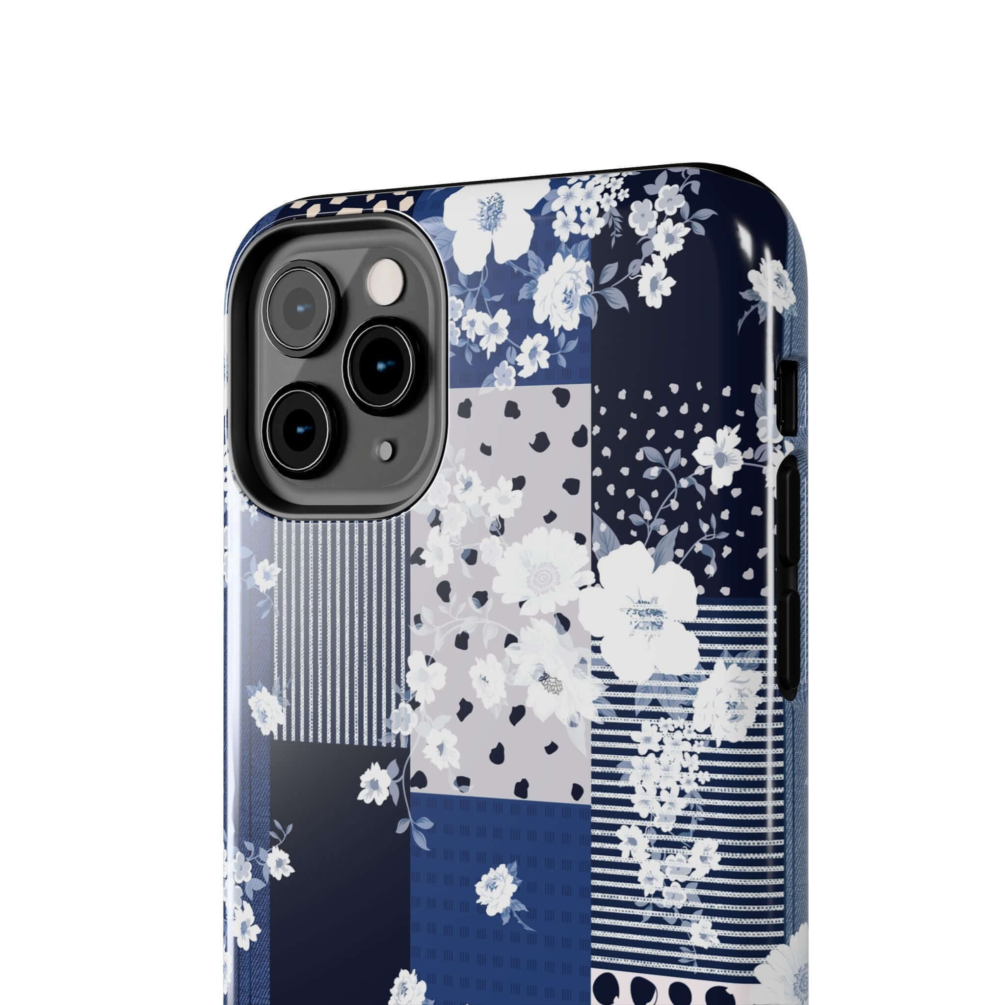 Blue Floral Patchwork Sorority Book Club iPhone Case - Stylish Phone Cover with Flower Design for iPhone and Samsung Phones