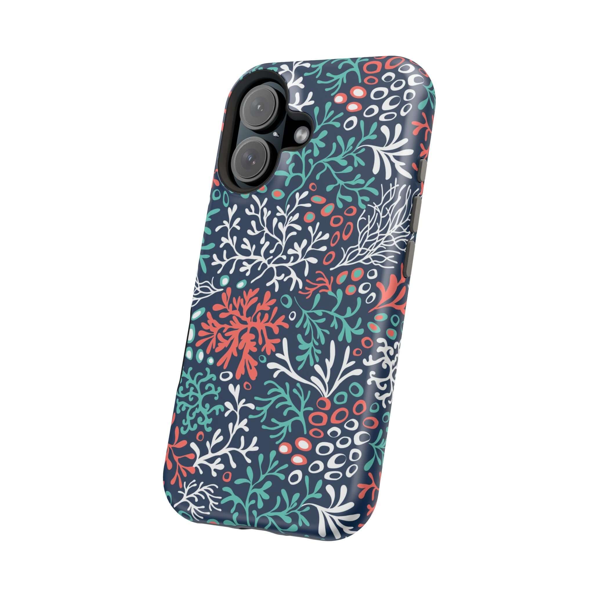 Cute Coral Reef Print iPhone 16 Case with Colorful Beachy Design