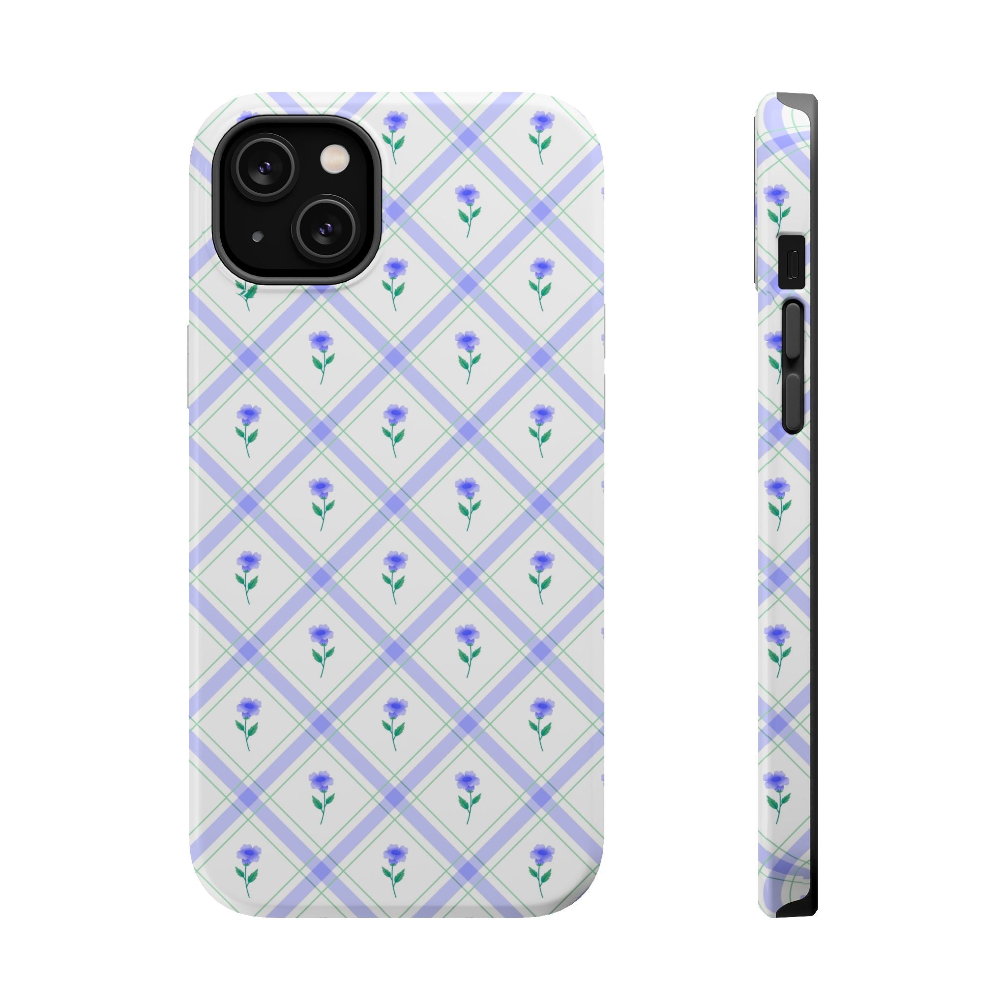 Cute phone cover with blue floral design on iPhone case, protective and stylish accessory, Brunch Blue Floral Case.