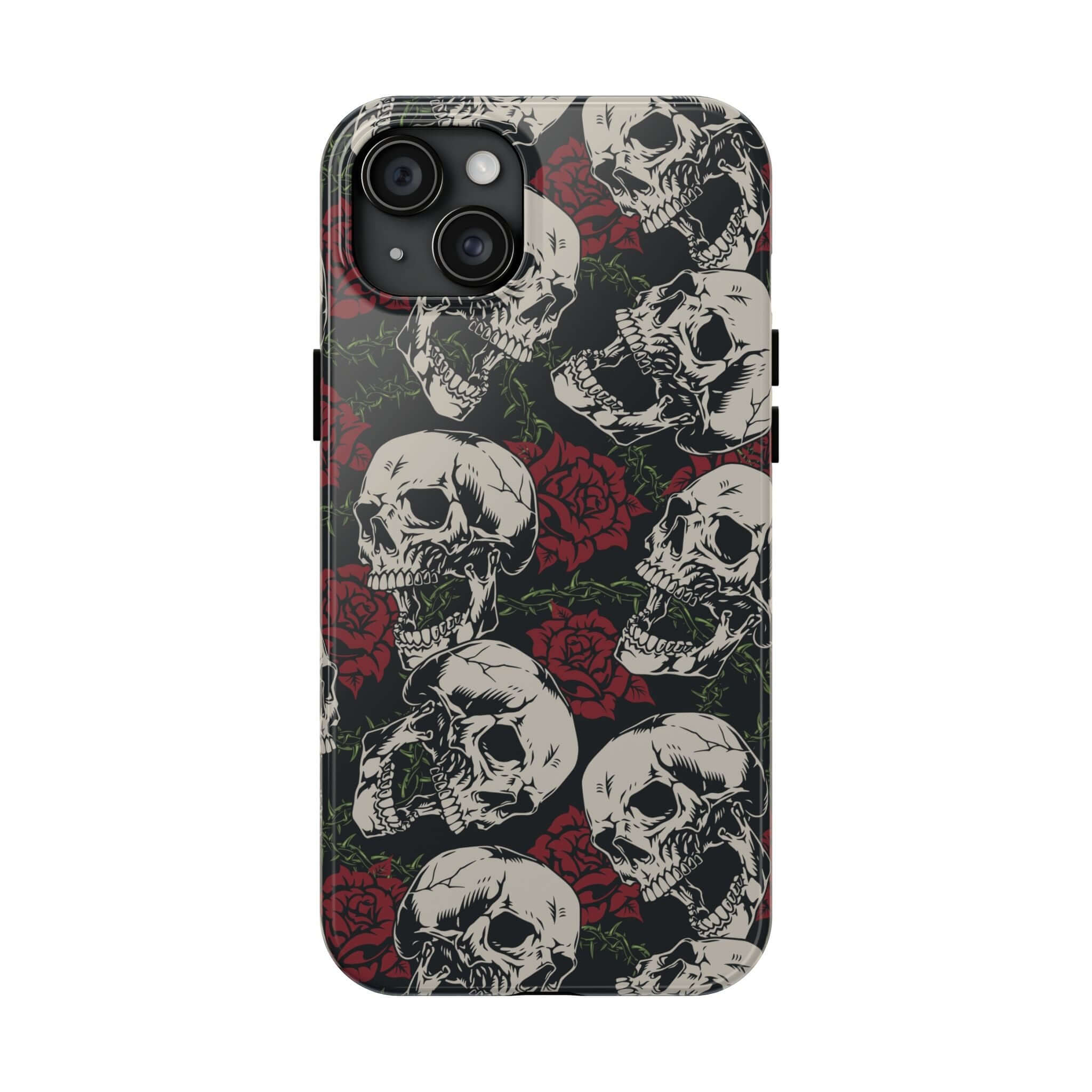 Cute MagSafe iPhone case with rebellious skull and rose design, protective cover for iPhone 16, Baddie Girl Vibes skull rose case