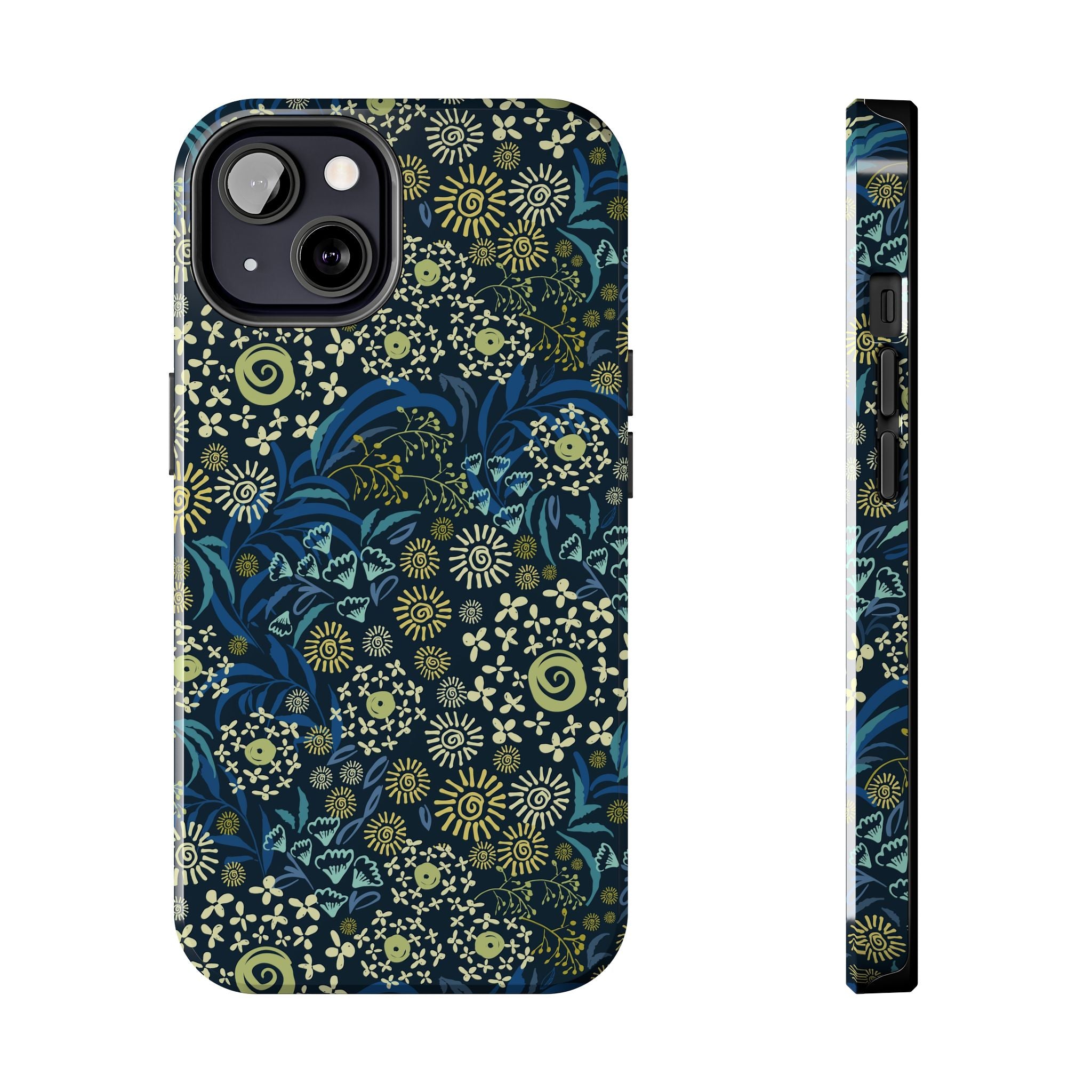 Cute iPhone case with blue floral design, Botanic Breeze. Stylish phone case cover that protects from scratches. A must-have for floral lovers!