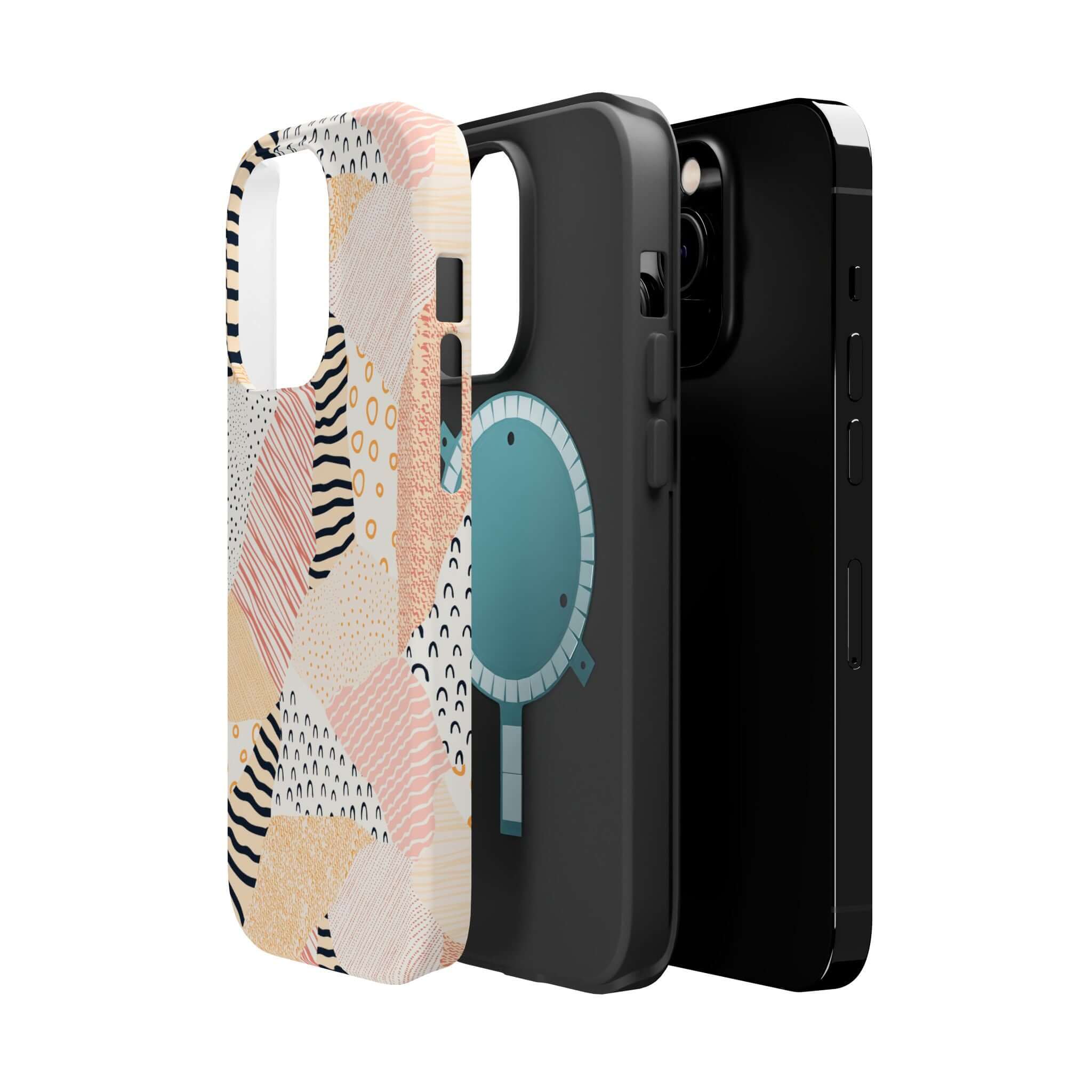 Cute pastel patch colorful phone case for iPhone 16 with vibrant patchwork design, adding fun to your device.