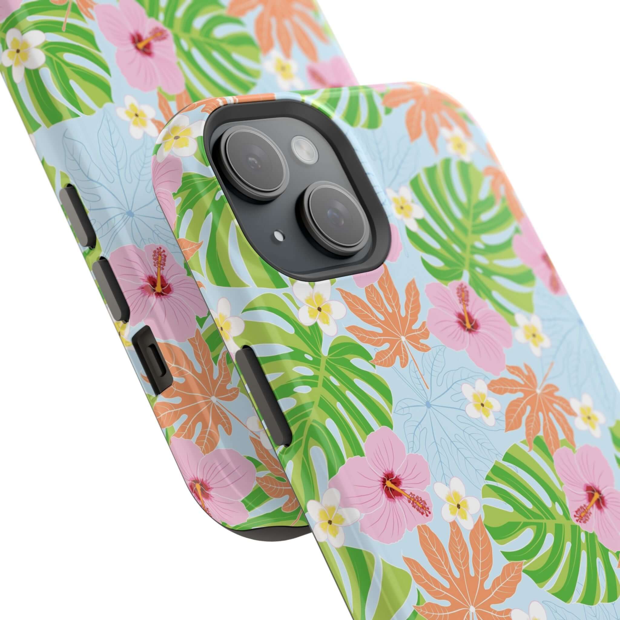 Island Hibiscus MagSafe iPhone 14 Pro case with colorful tropical floral design, a cute phone cover for stylish protection