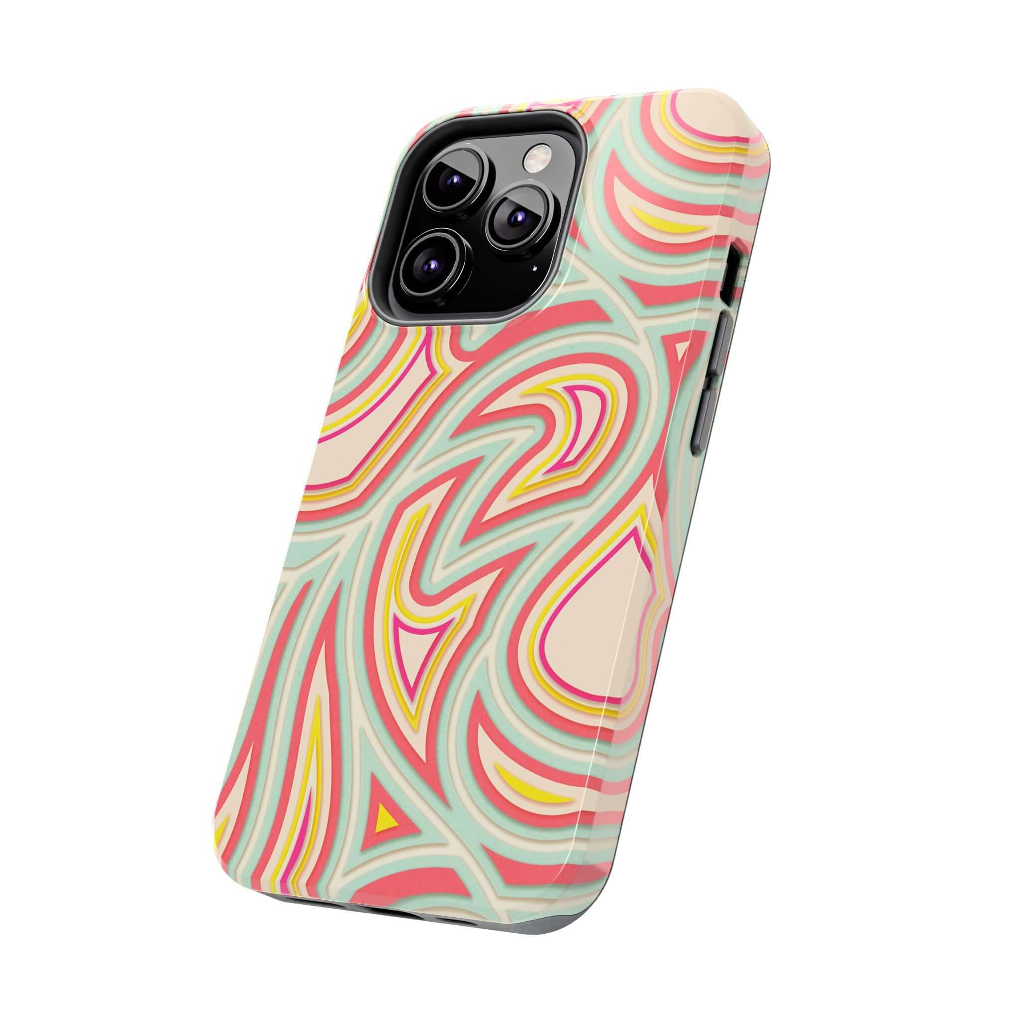 Groovy Waves Retro Abstract Phone Case with Colorful Swirled Patterns for Cute iPhone and Samsung Protection