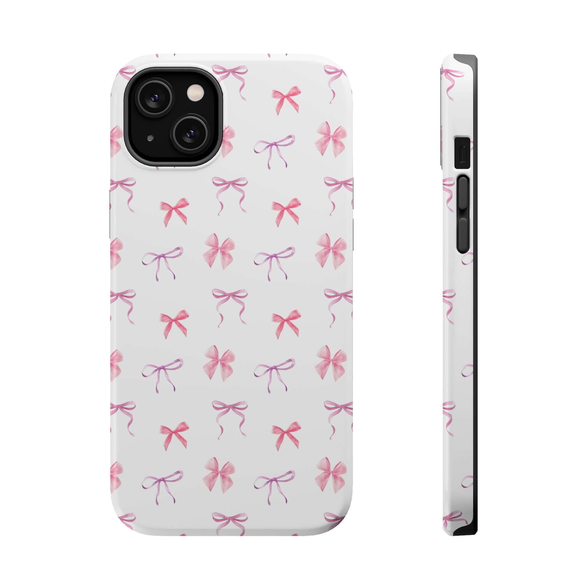 Cute iPhone case with watercolor bows, pink iPhone case with coquette design, free shipping, perfect gift for girlie needs.