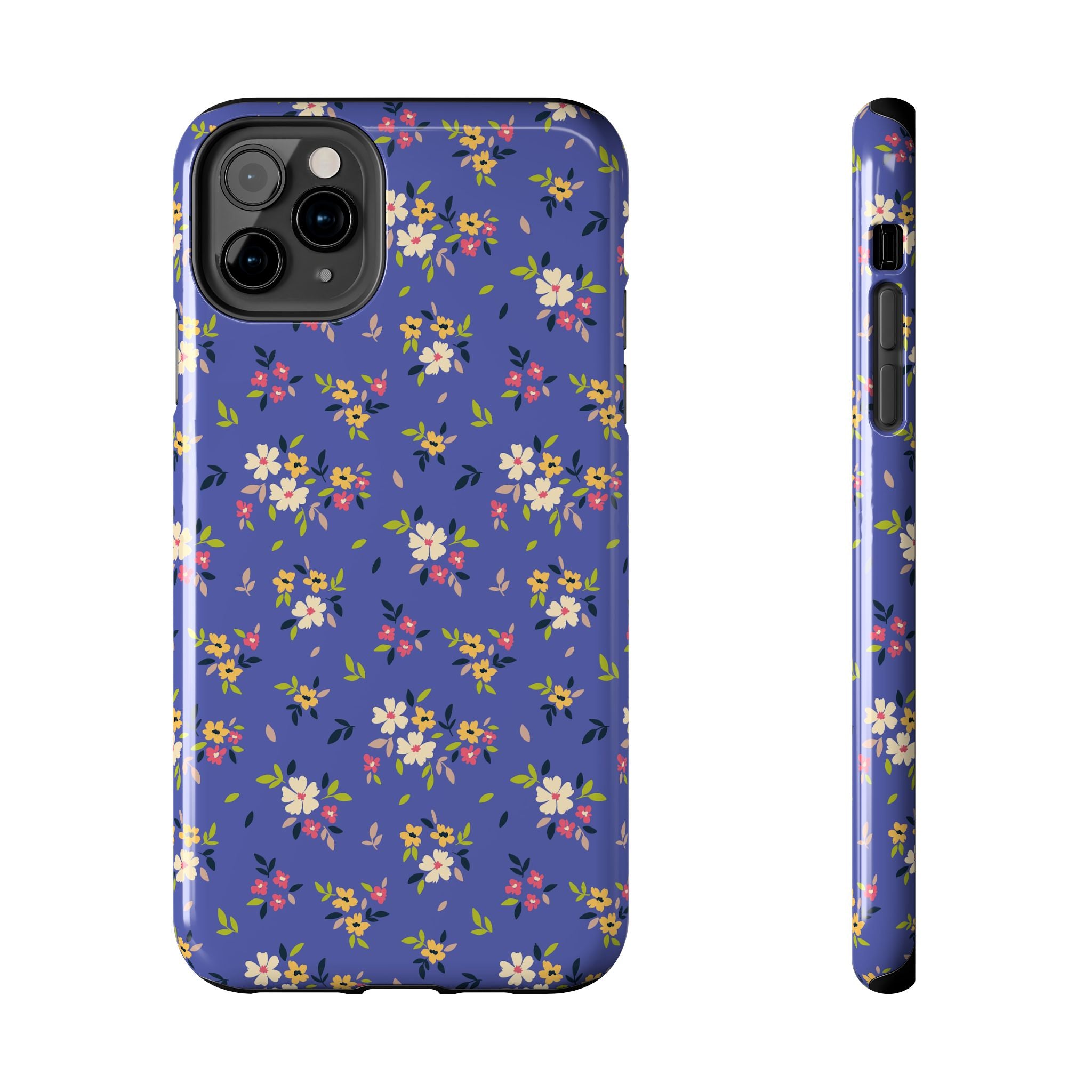 Cabaña campestre | Estuche con print de flores azul marino