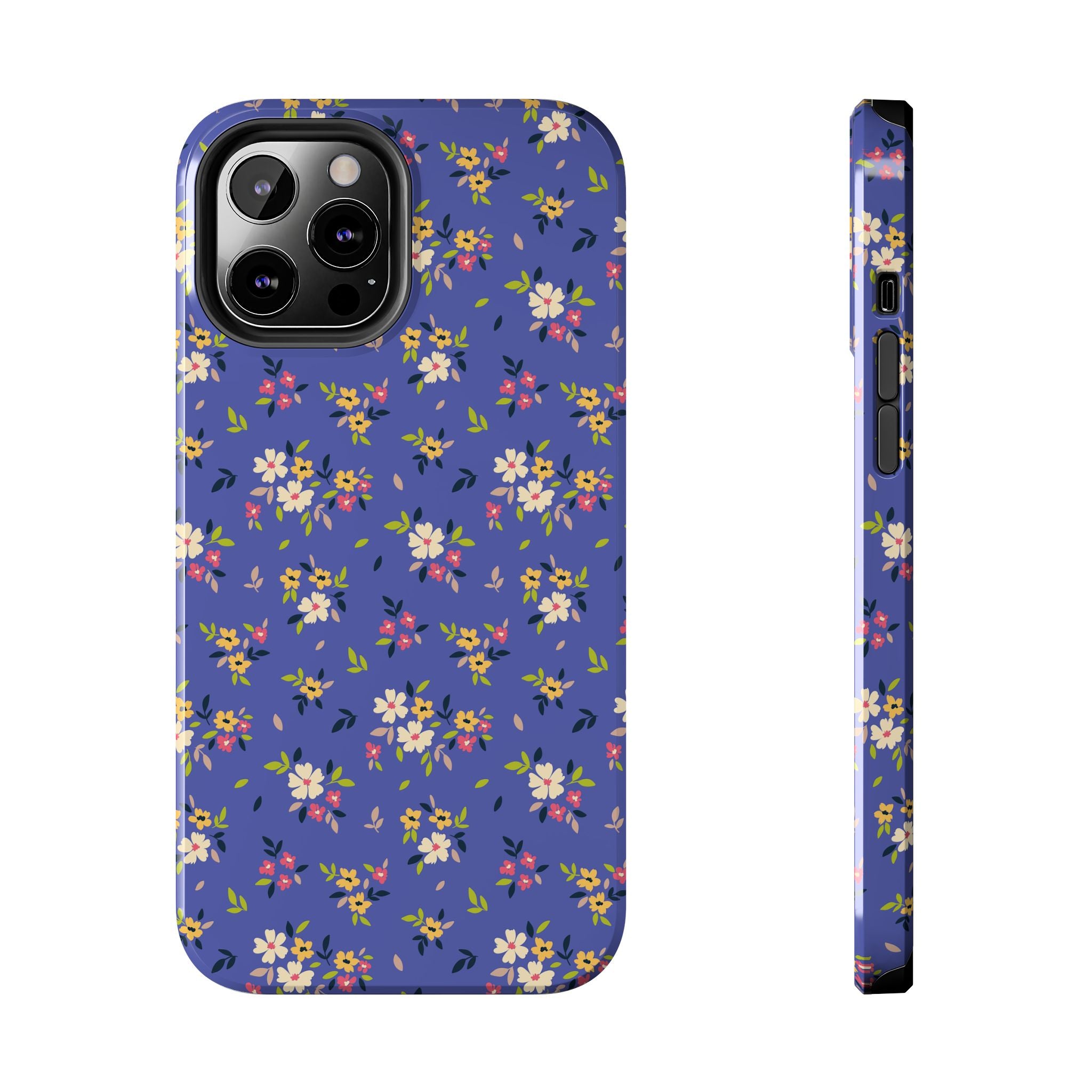 Cabaña campestre | Estuche con print de flores azul marino