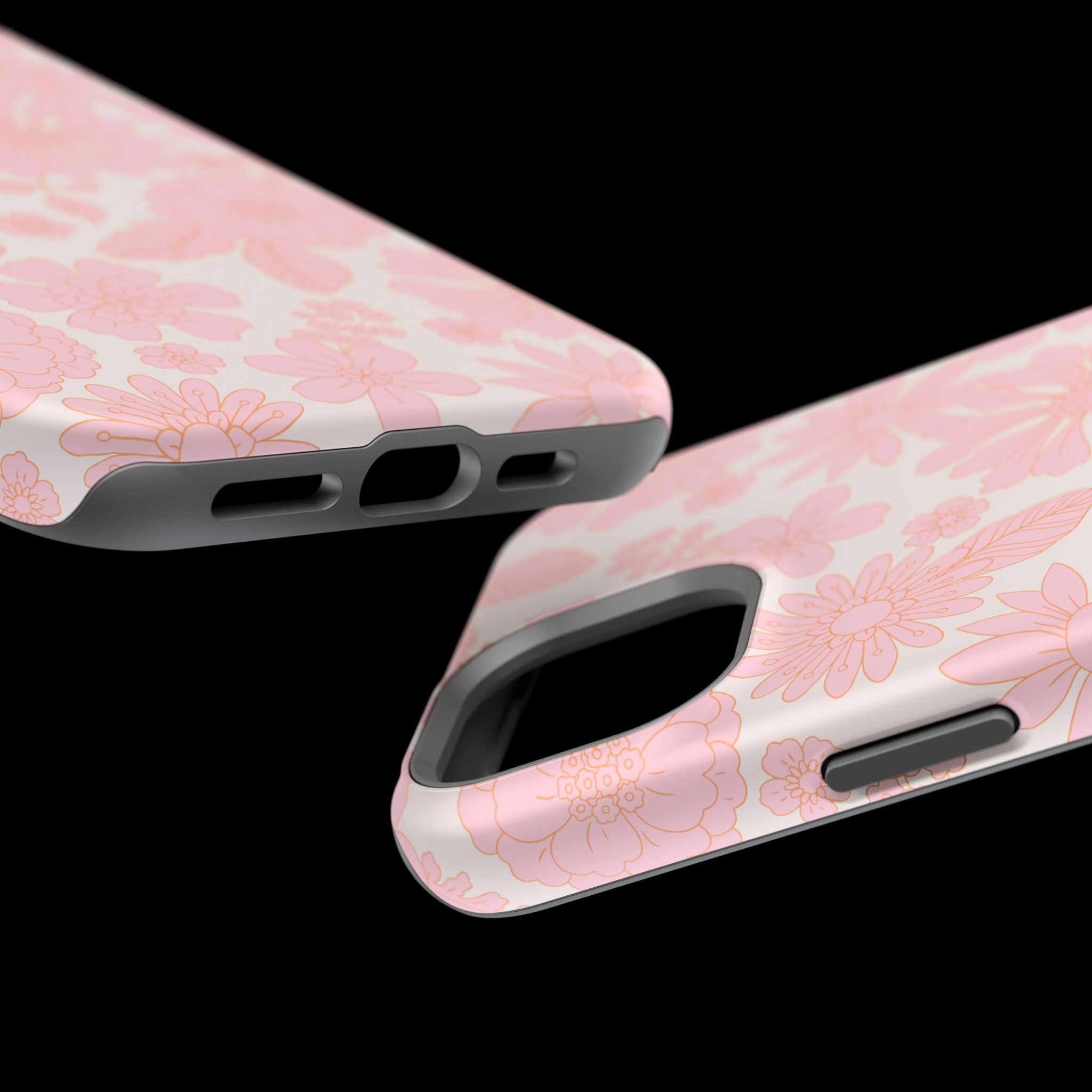 Pink floral phone case for iPhone 16, charming petals design, protective and cute cover, cottagecore aesthetic.