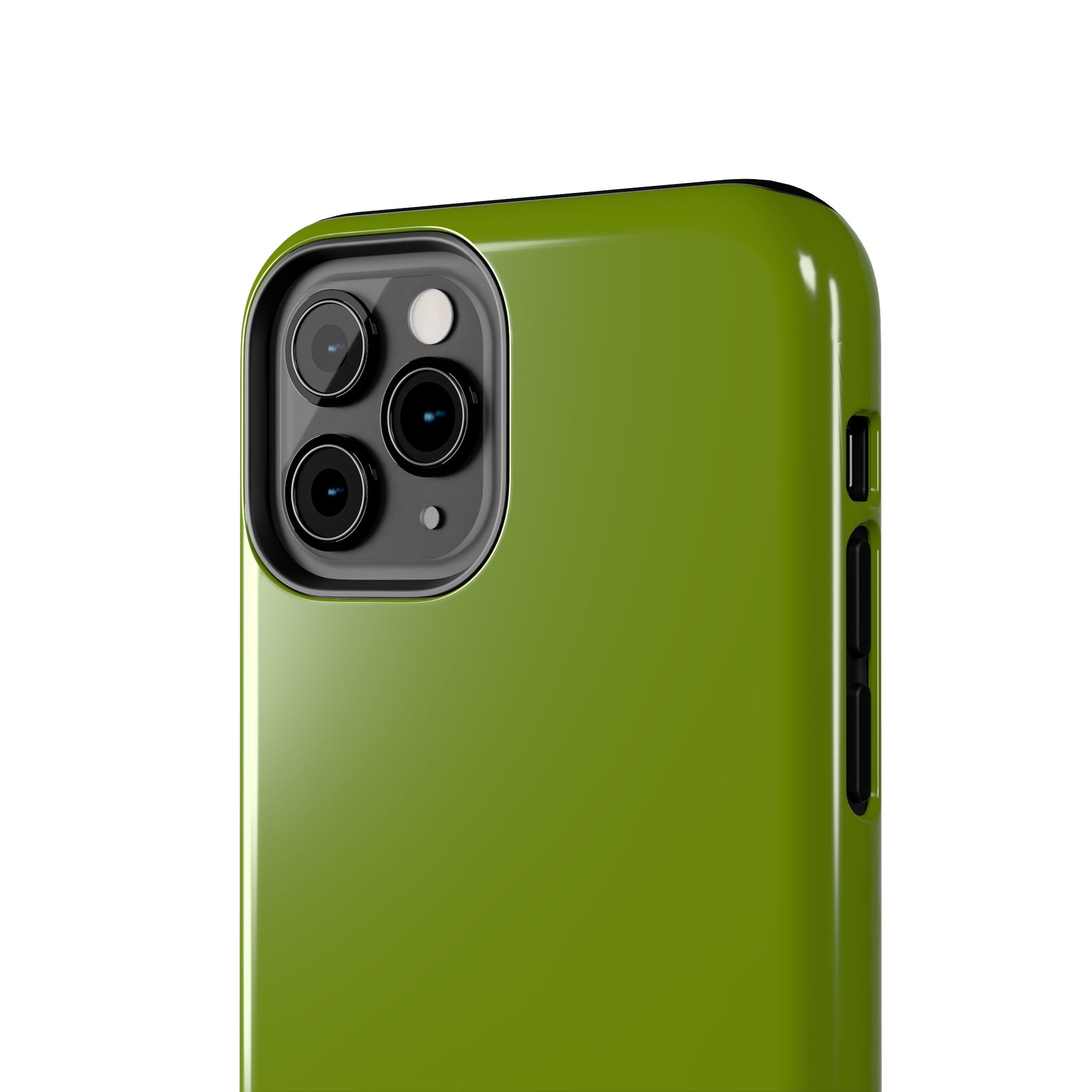 Solid green matcha tea iPhone case, cute floral phone accessory, protects against scratches, ideal phone case for iPhone users.