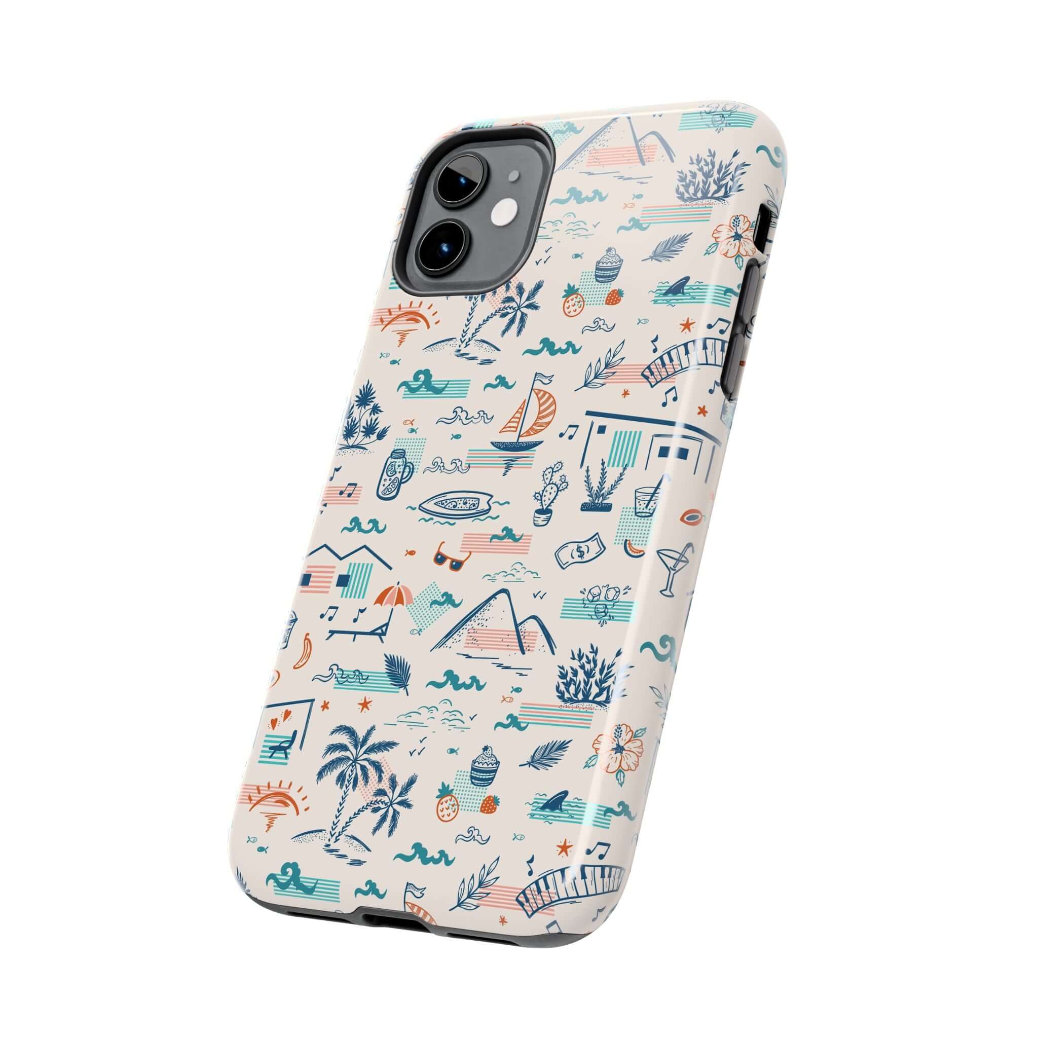 Colorful iPhone case with summer vacation design, cute phone cases for iPhone 14 Pro Max and Samsung S23