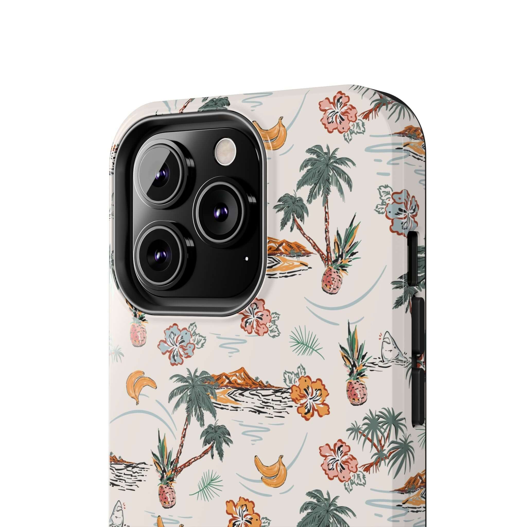 Cute iPhone 14 case with palm tree design, Tropical Vacation Beach phone cover offers free shipping, perfect for beach getaways.