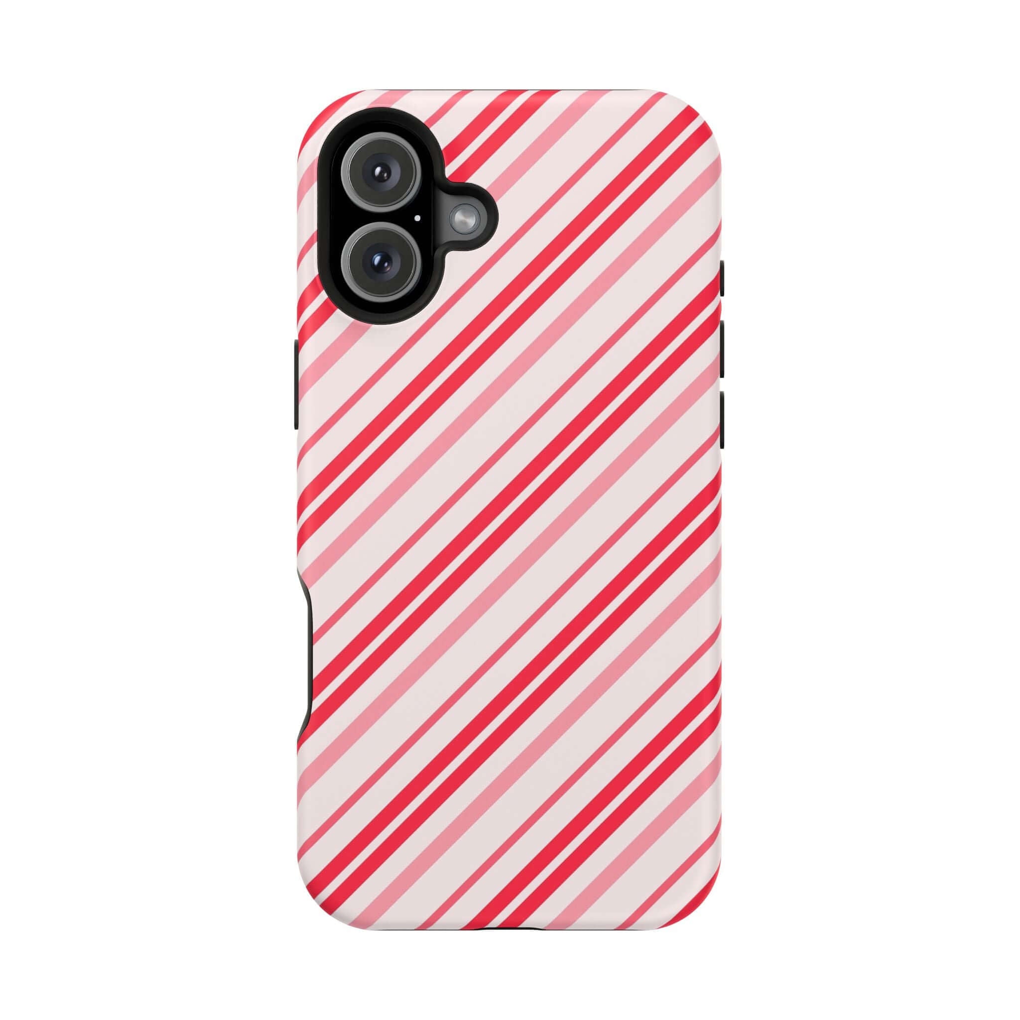 Candy Cane Cutie MagSafe case with festive red and white stripes, perfect Xmas phone cover for the holiday season.