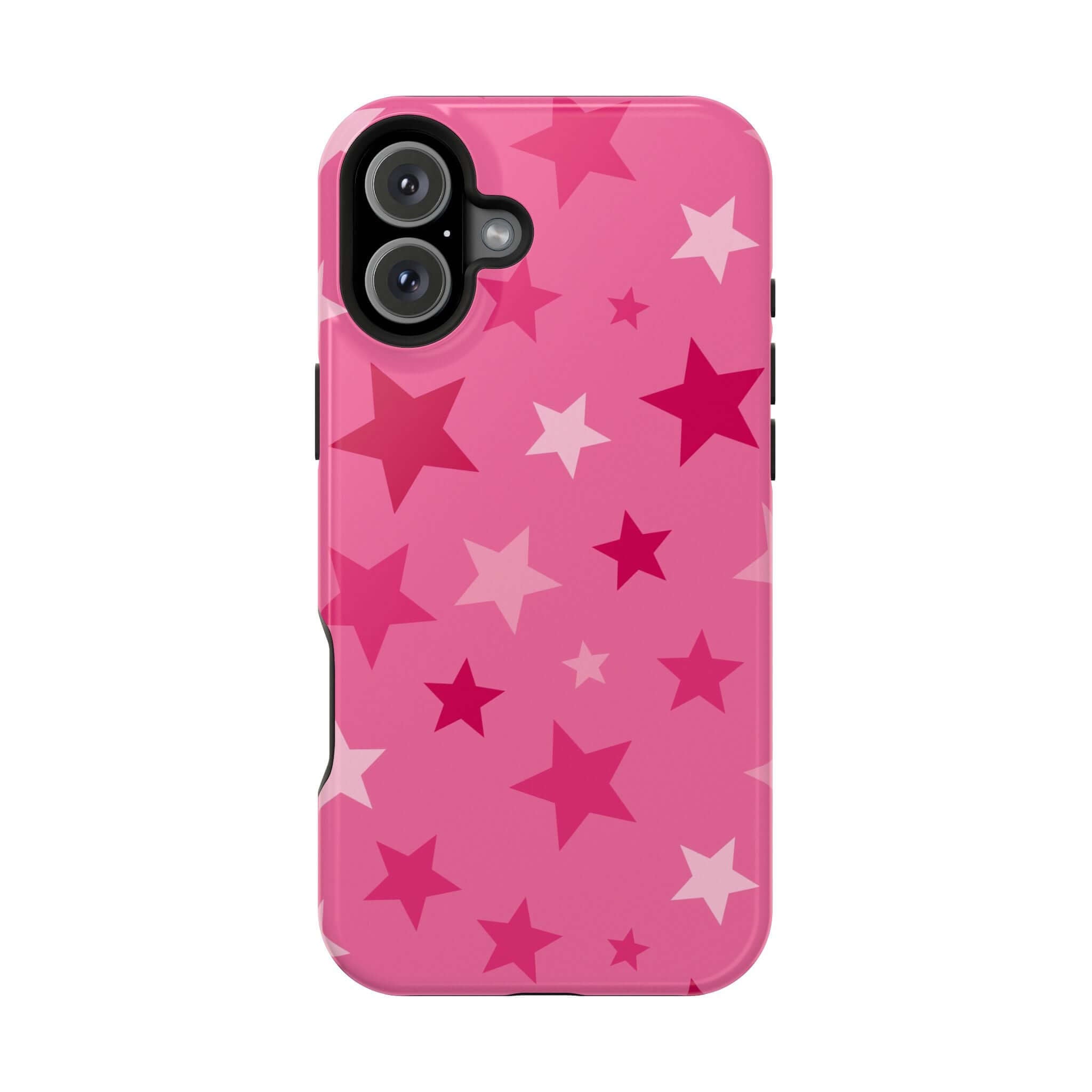 Cute pink phone case with star pattern for Apple iPhone, perfect for trendsetters and adding starry charm!