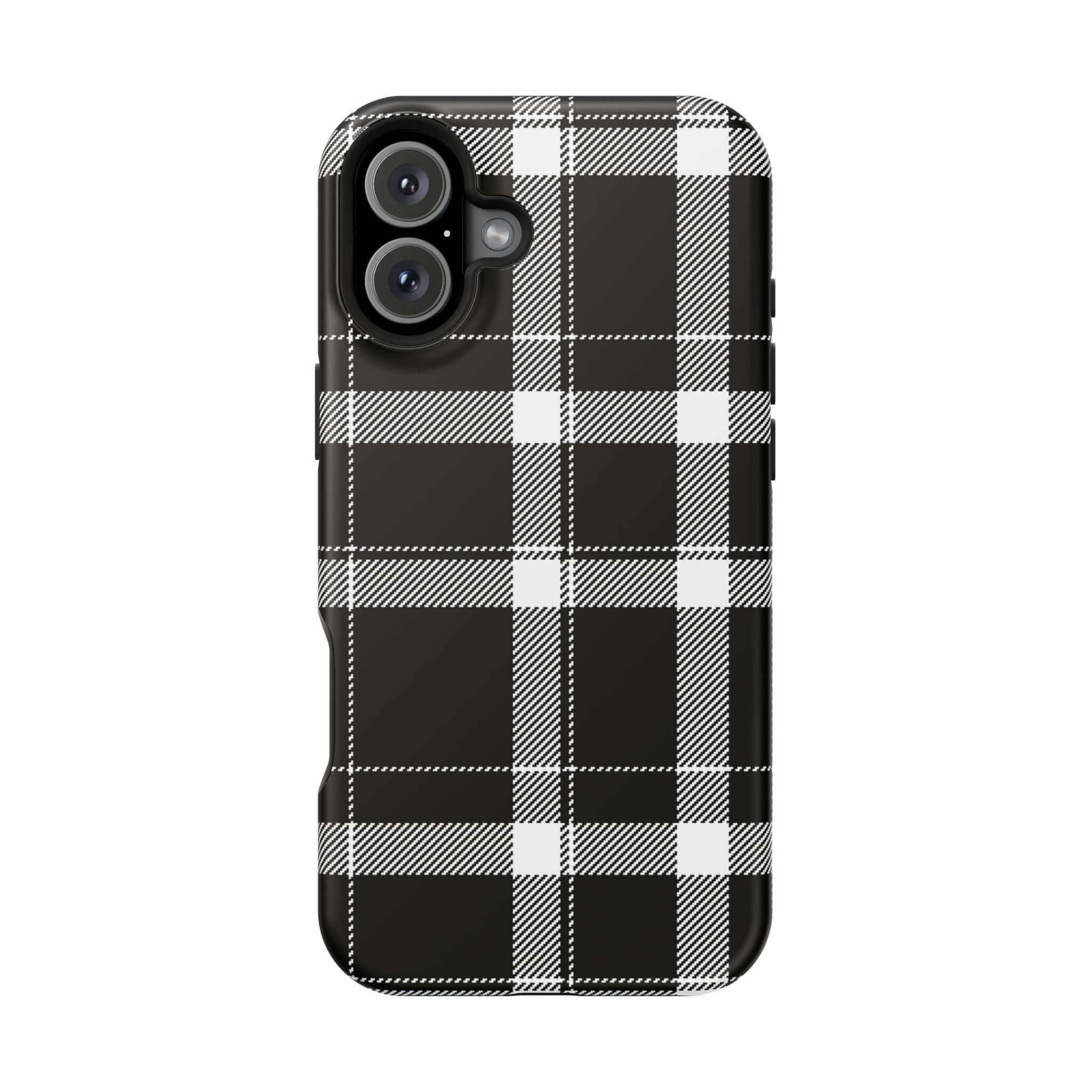 Classic black plaid phone case, perfect cute phone cover for Apple iPhone, stylish protection for fashion-forward individuals.