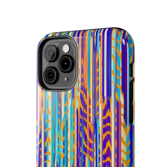 Colorful abstract tie dye iPhone case with vibrant stripes, perfect for a unique and cute phone accessory.