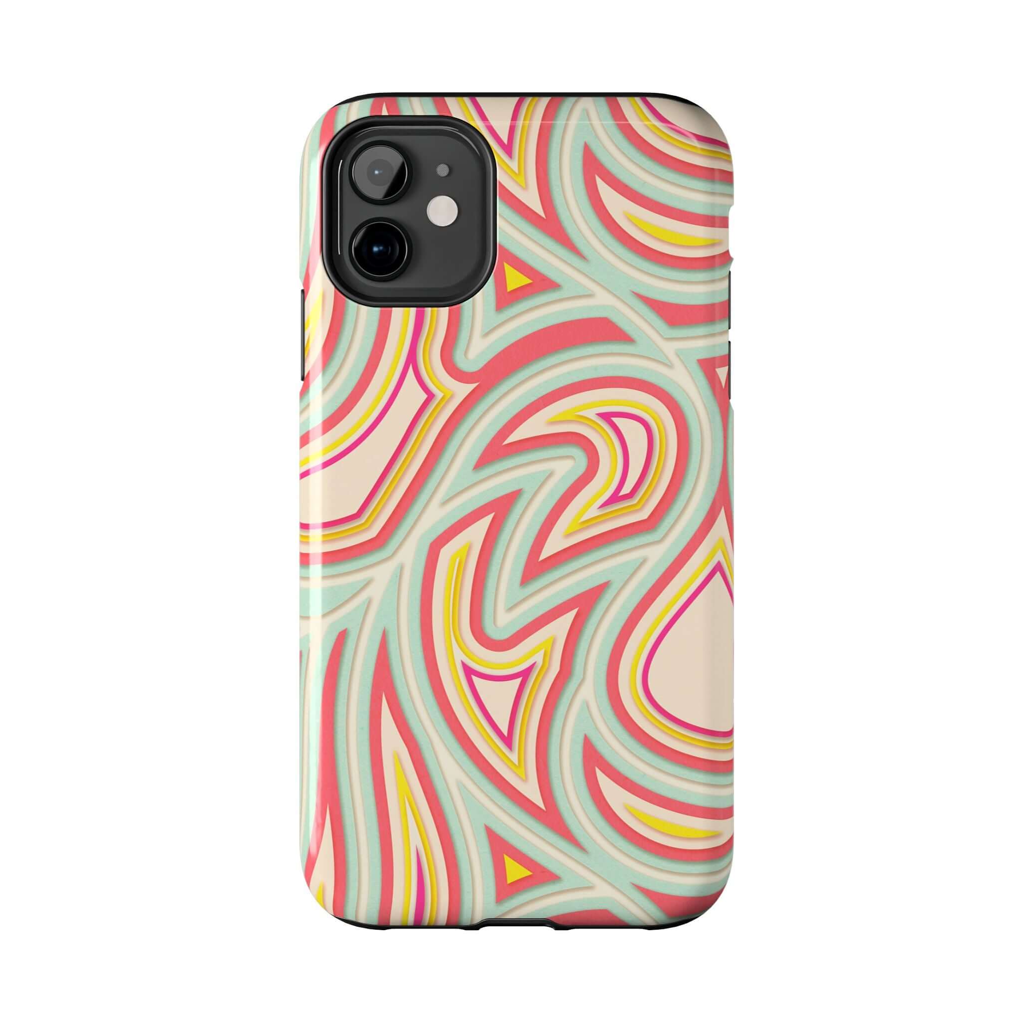 Groovy Waves Retro Abstract Phone Case with Colorful and Playful Design for iPhone and Samsung