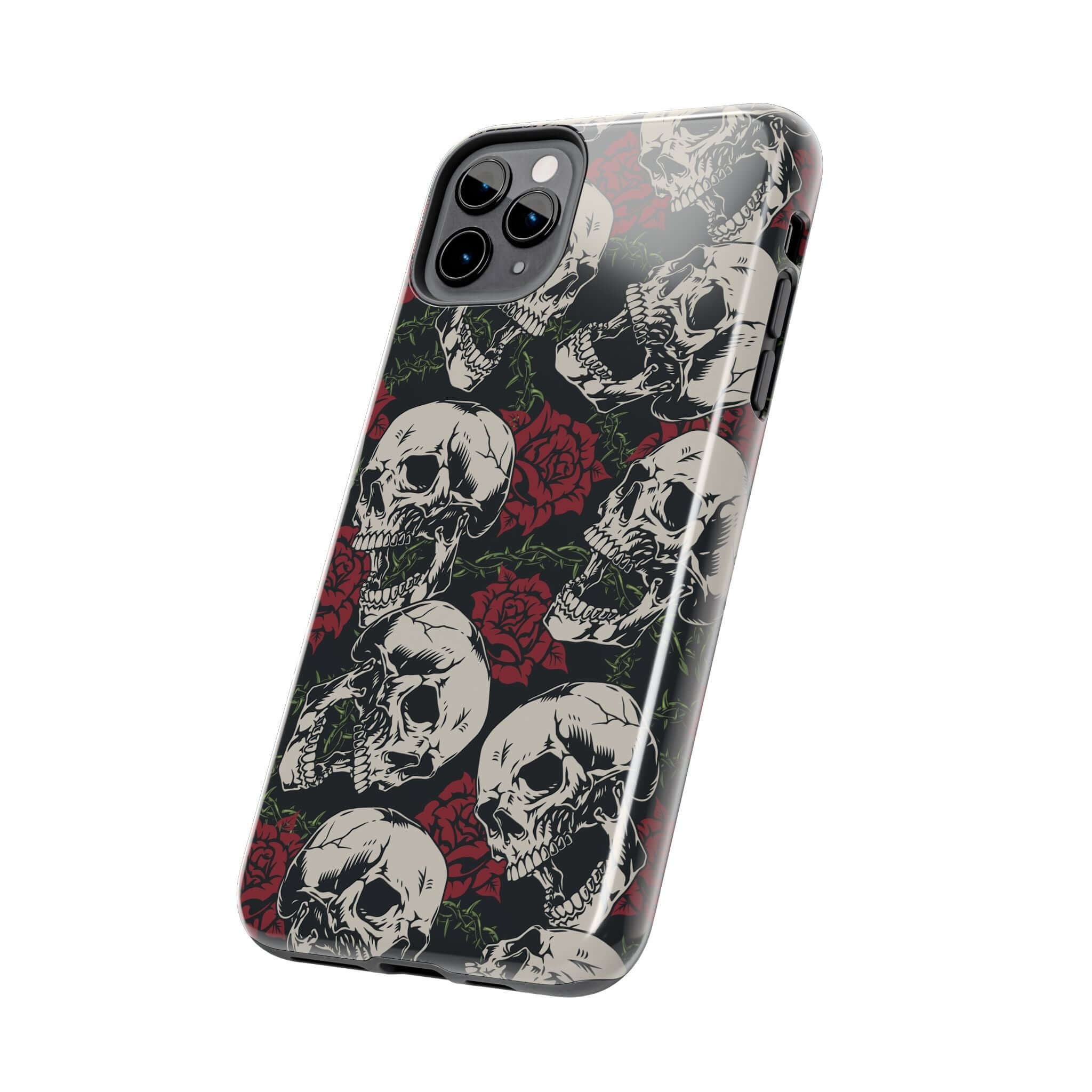 Cute MagSafe iPhone 16 case with rebellious skull and rose design, stylish protective phone case for baddie girl vibes.