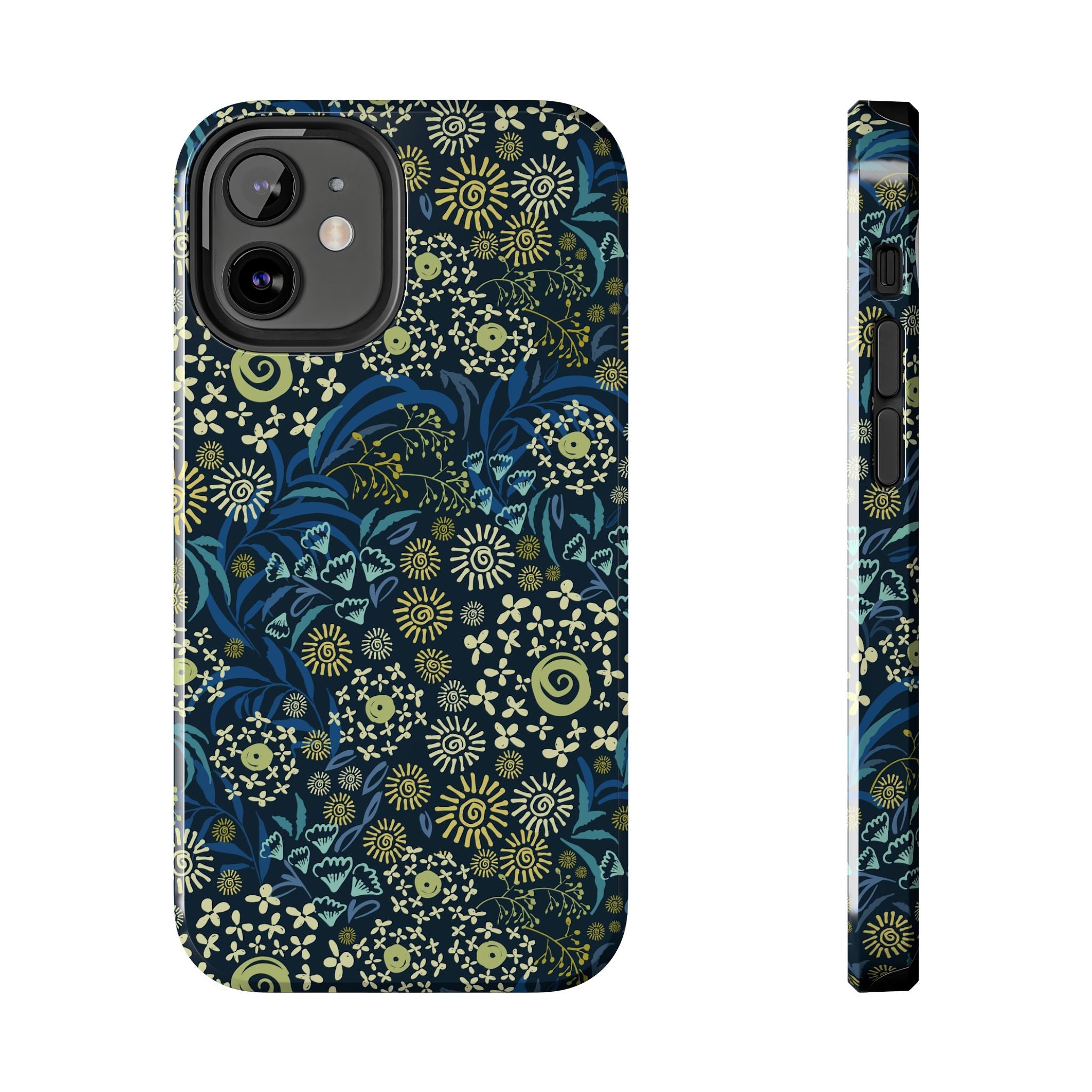 Cute iPhone case cover with blue floral design; Botanic Breeze Blue Floral Case adds whimsy and protection to your phone from scratches.