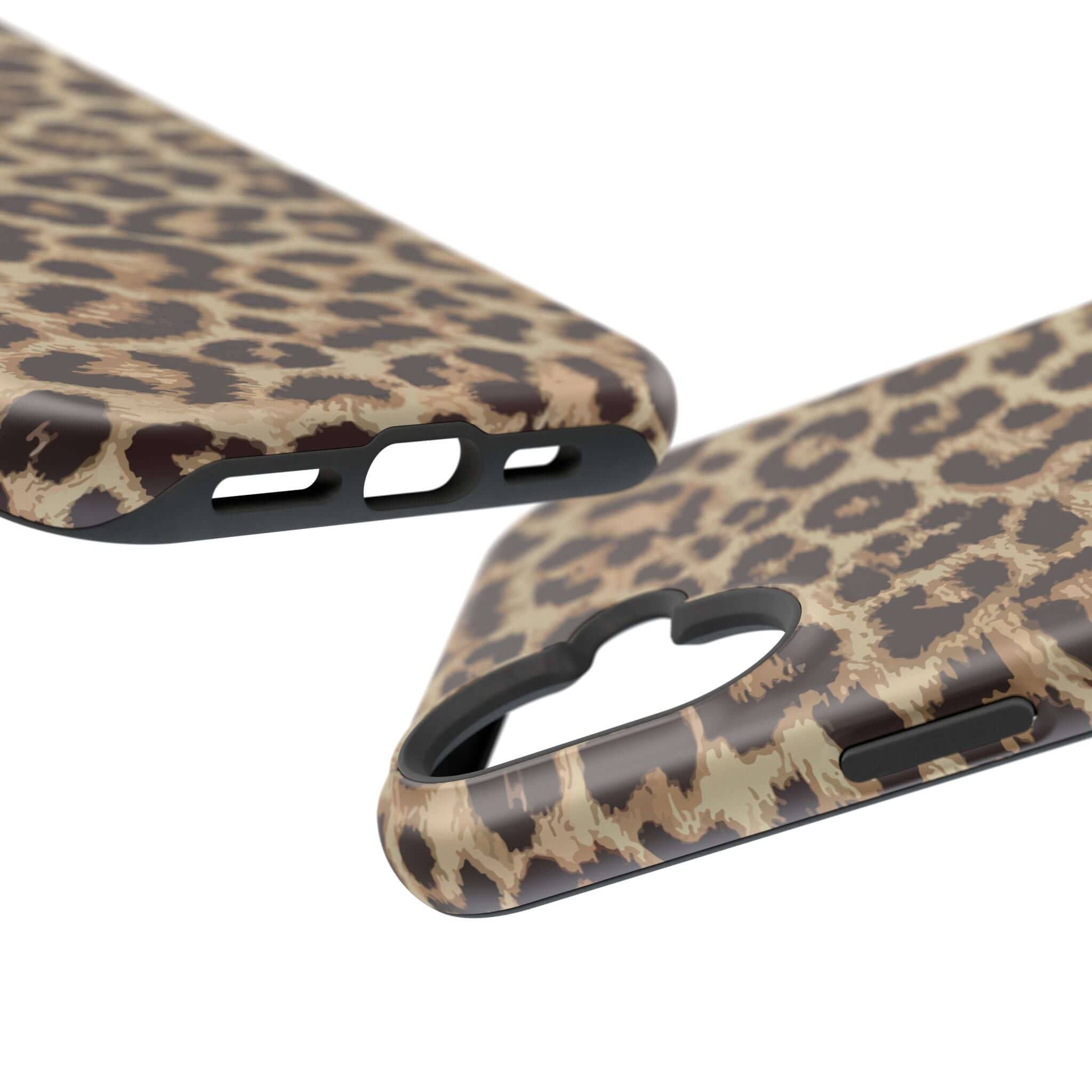 Stylish cheetah print iPhone 16 case with MagSafe, Savannah Rush design showcasing cute and functional phone protection.