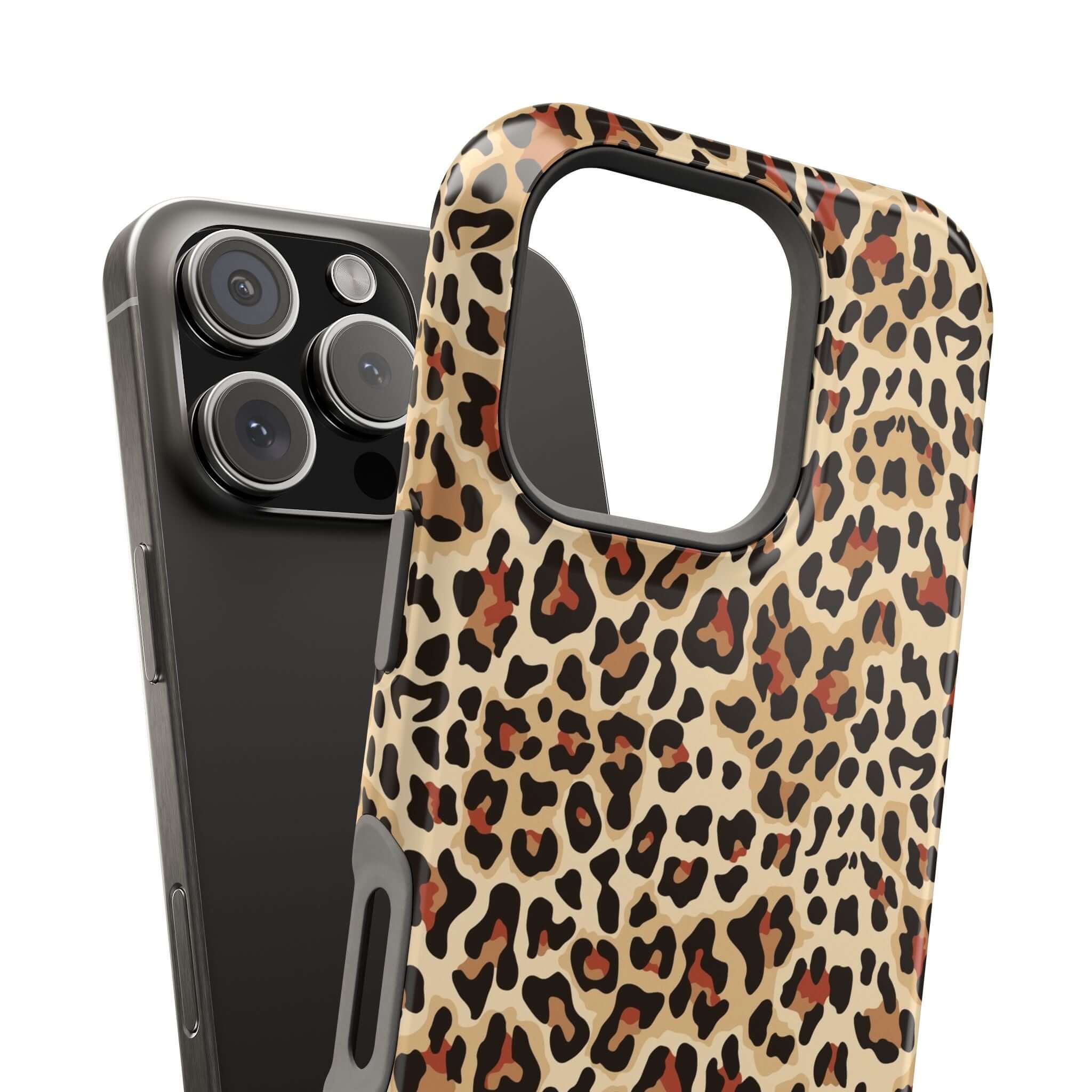 Wildly Chic leopard print iPhone case with MagSafe design, combining style and practicality for a cute and colorful phone accessory.