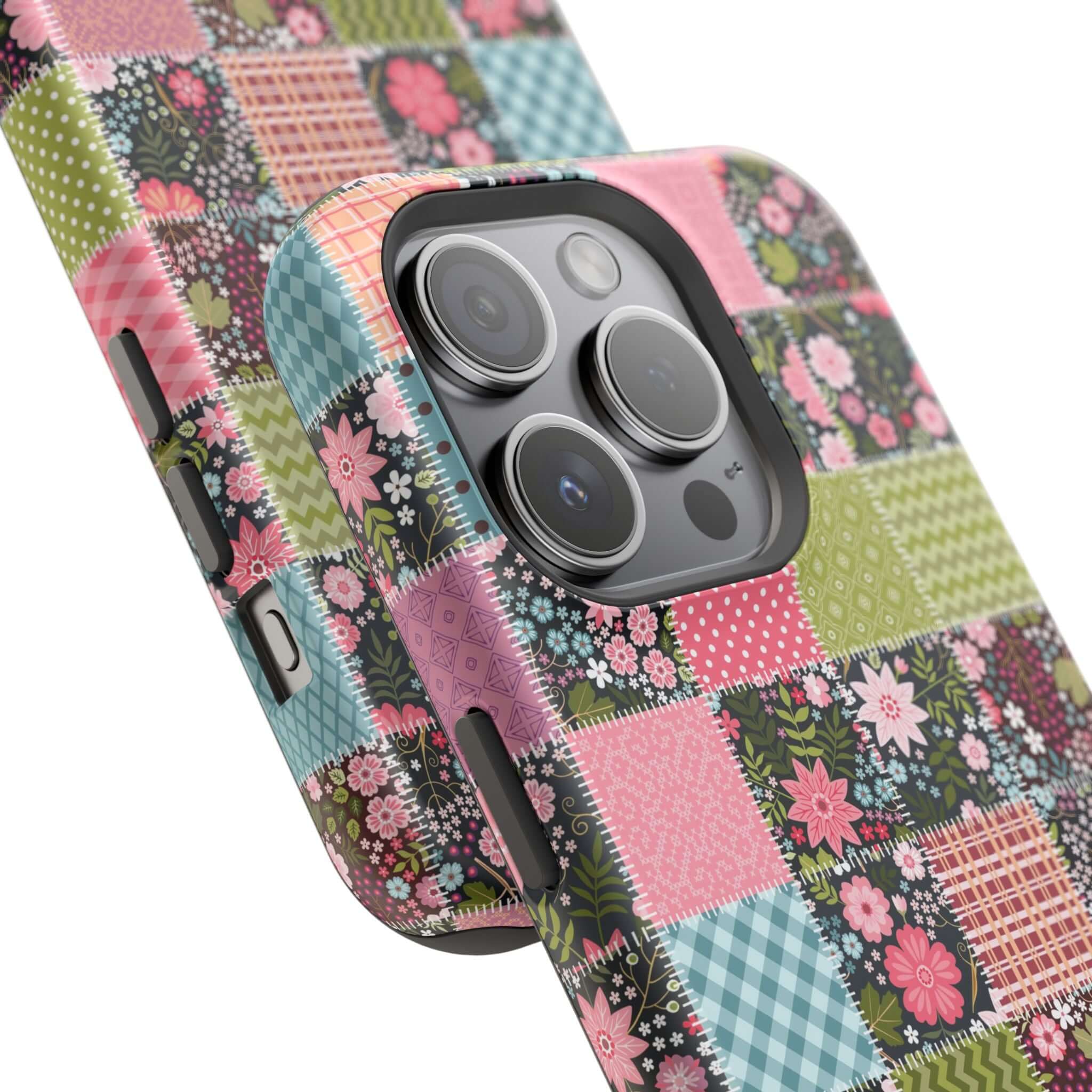 Groovy Flora Forage Wildflower Patchwork MagSafe iPhone Case, a cute floral phone cover for free-spirited souls.