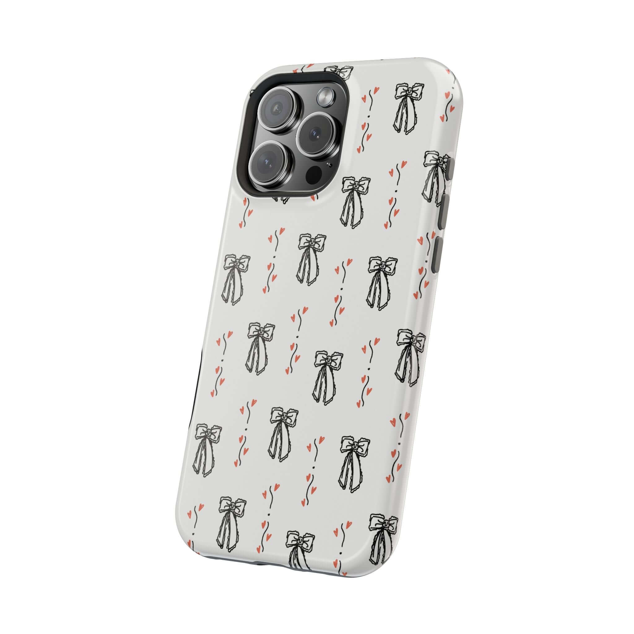 Vintage coquette phone case with cute black bow design for iPhone 16