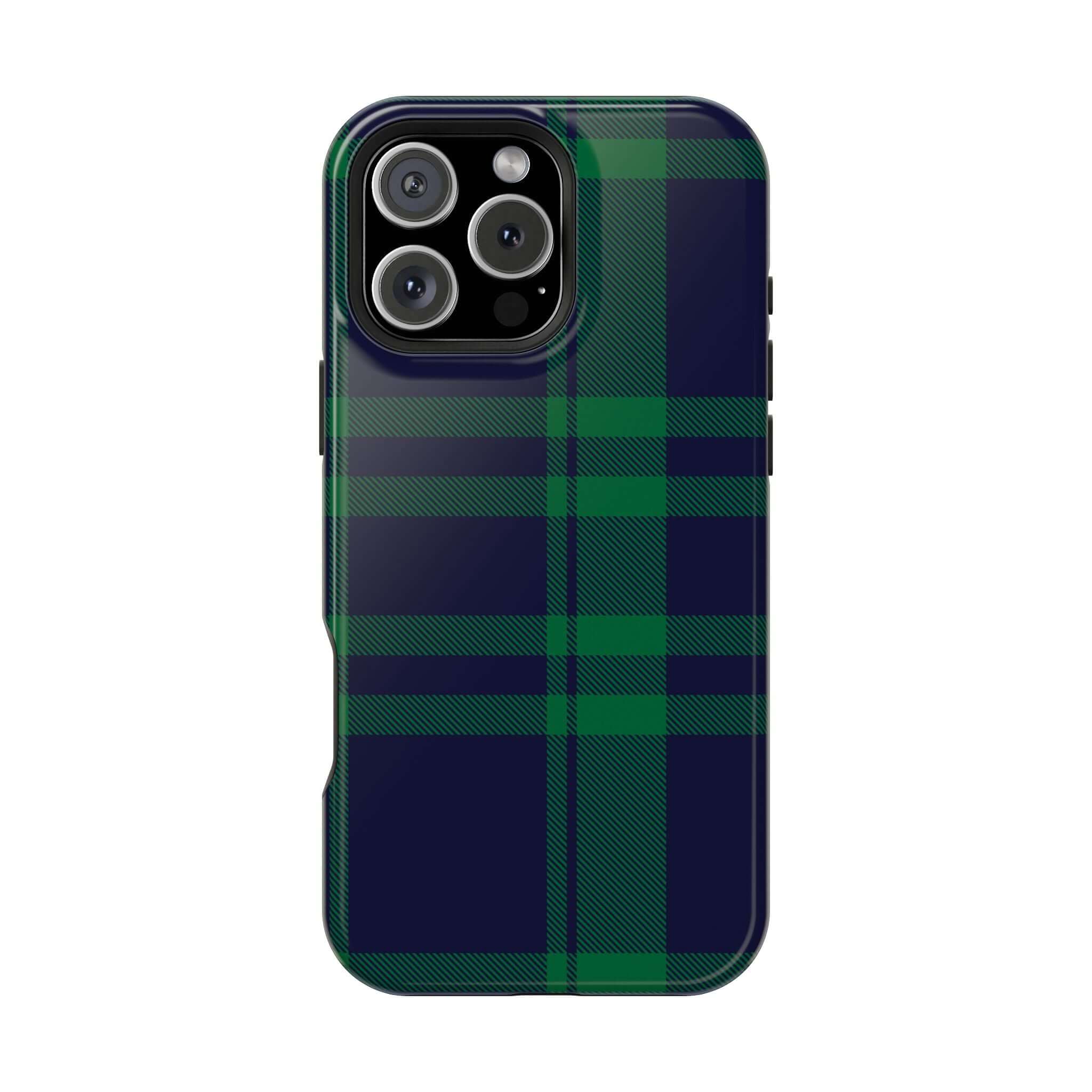 Cute Mistletoe Plaid MagSafe case for iPhone, perfect festive phone cover for the Christmas season!