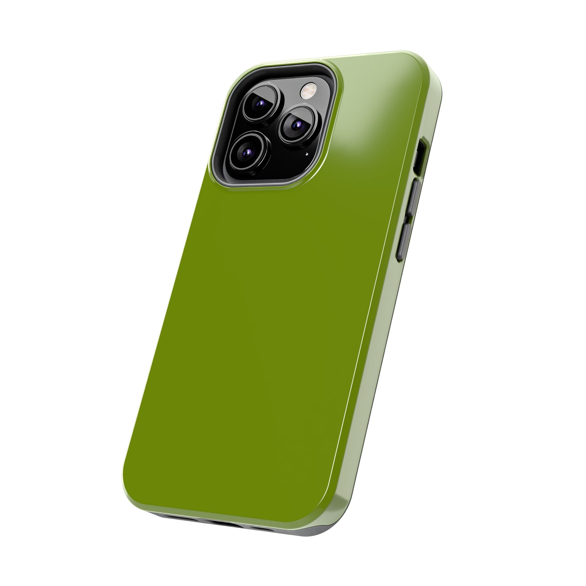 Cute solid green Matcha Tea iPhone case, protective and stylish phone accessory, floral-themed design. Perfect phone case for iPhone.