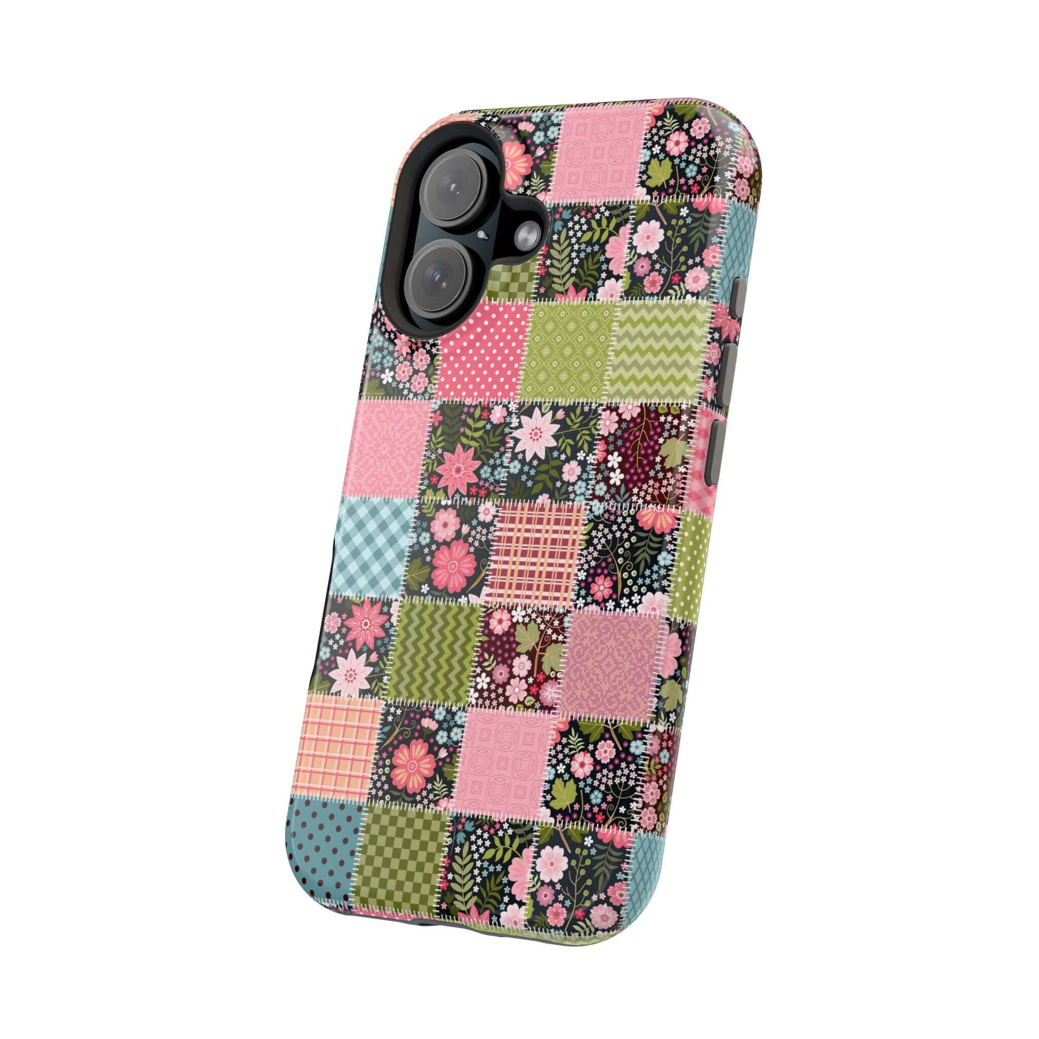 Colorful Flora Forage wildflower patchwork MagSafe iPhone case, perfect cute phone cover for floral-loving, free-spirited souls.