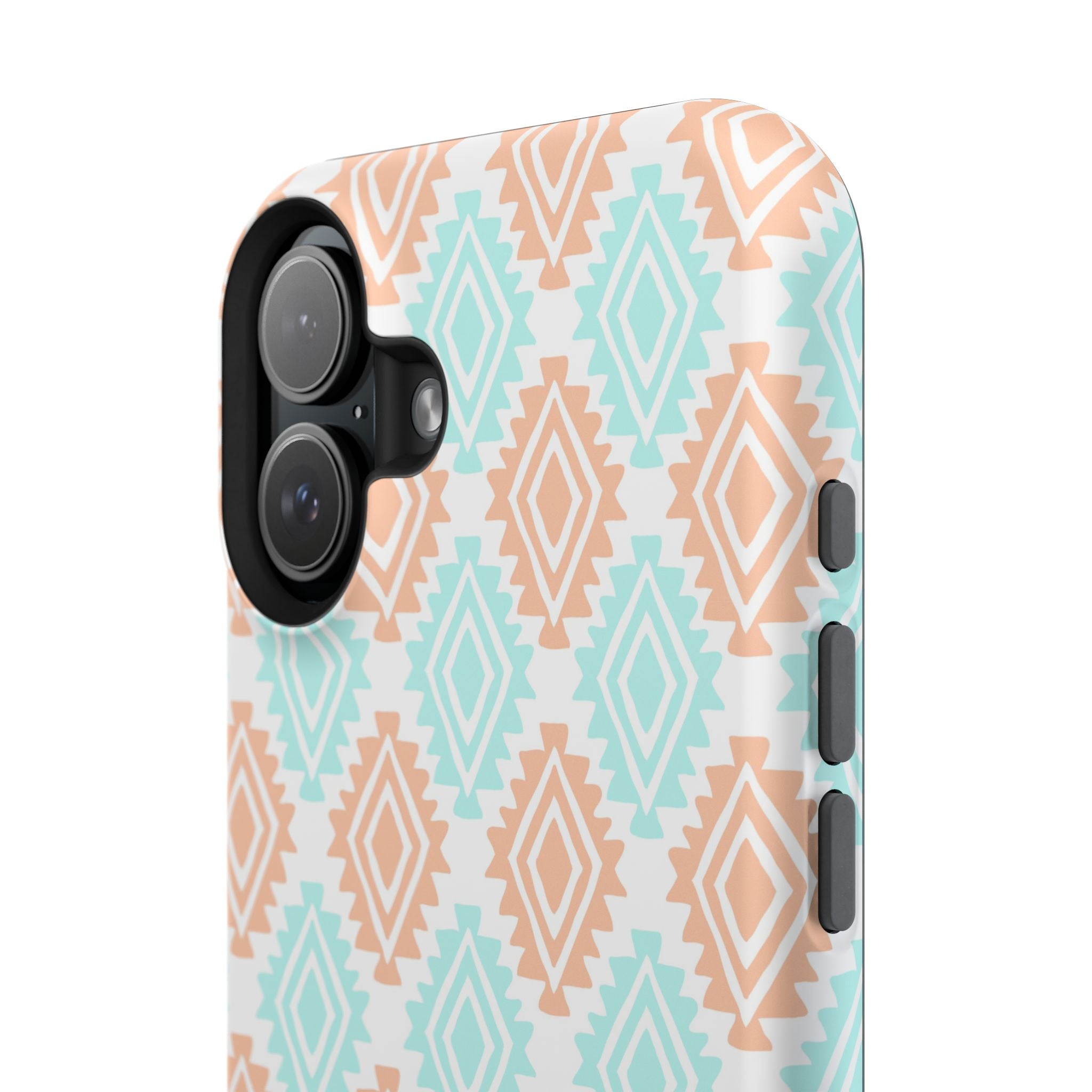 Southwestern MagSafe iPhone Case with funky abstract design. Cute phone cover with pastel geometric pattern.