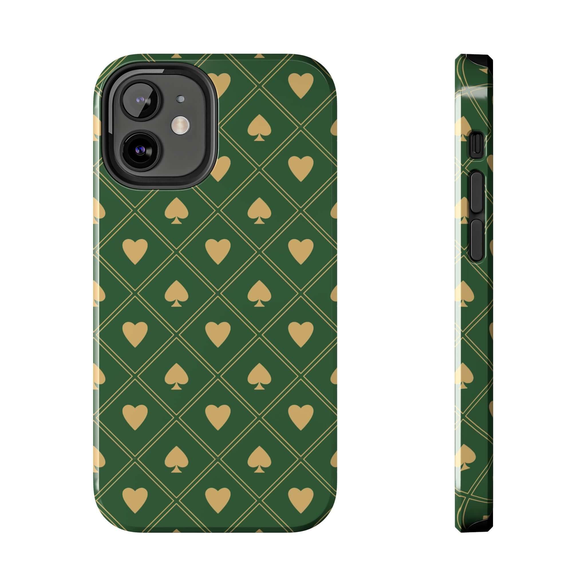 Royal Flush Green Spade Phone Case – Cute iPhone and Samsung Cover with Floral Design – Free Shipping