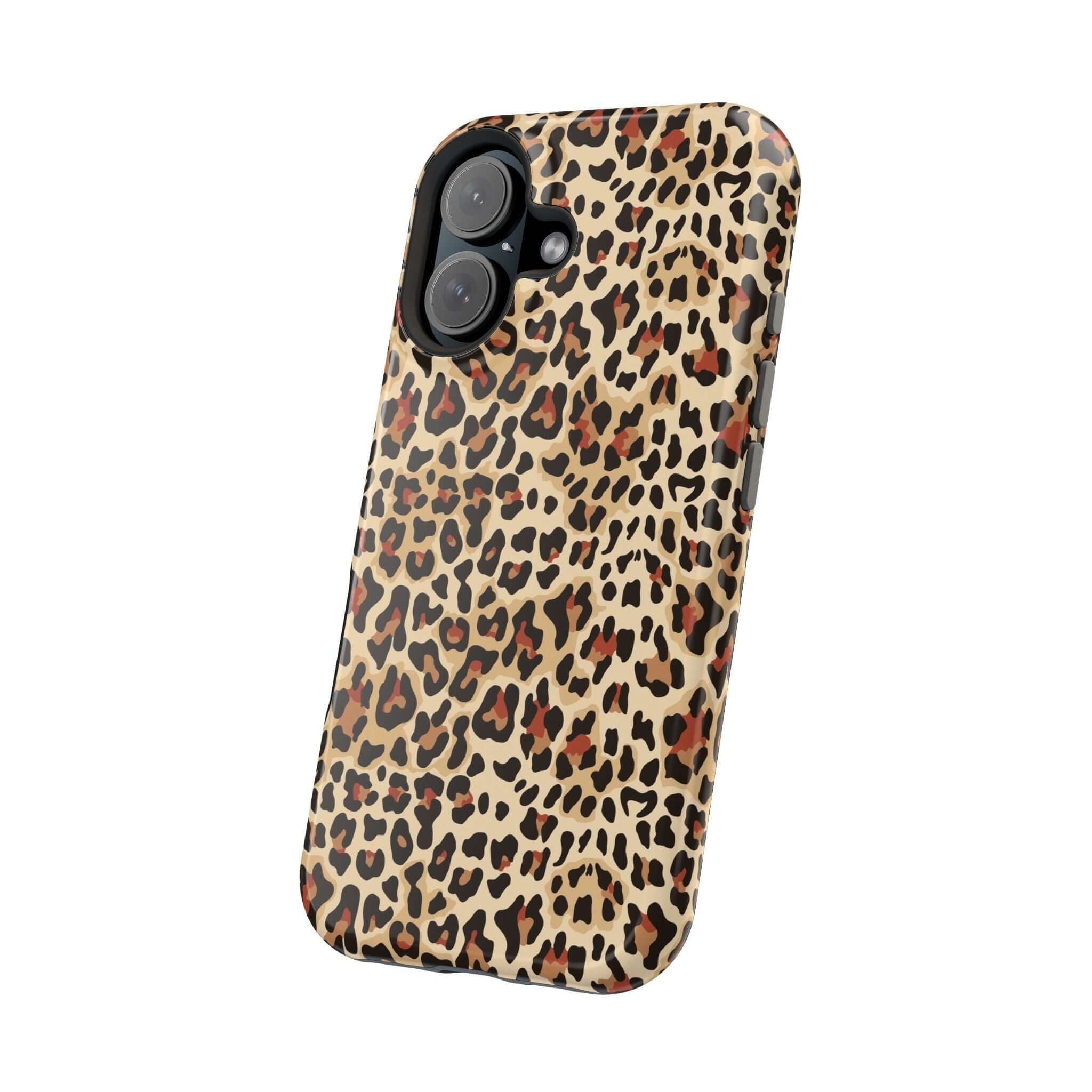 Wildly Chic leopard print MagSafe iPhone case, colorful and cute, offering abstract animal design and reliable phone protection.