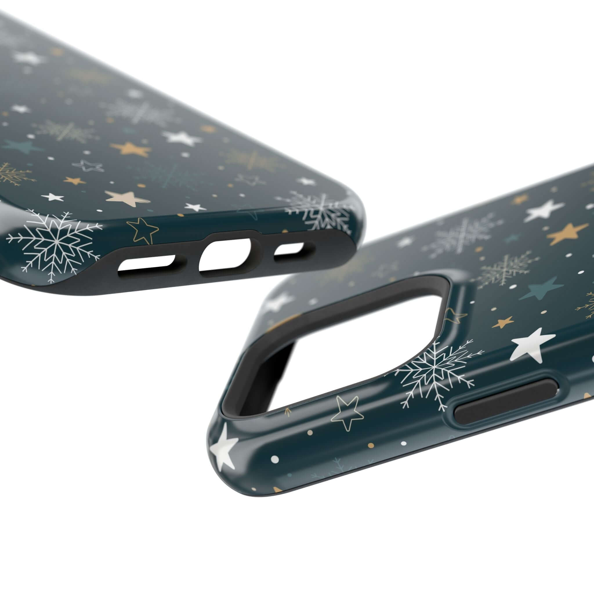 Frosted Wishes MagSafe Case with holiday snowflakes and stars design, perfect Christmas and holiday phone case.