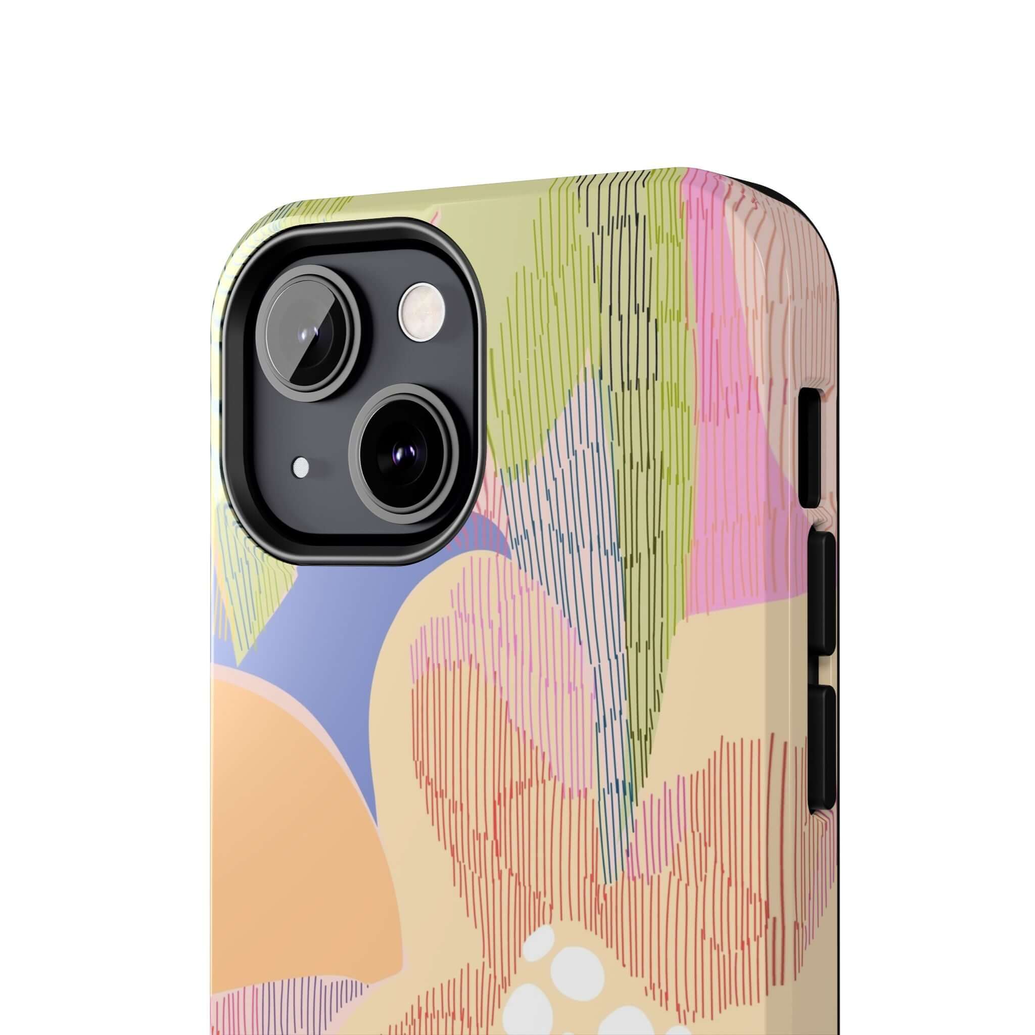 Colorful abstract floral design phone case for iPhone 14 Pro Max and Samsung S23, cute and protective