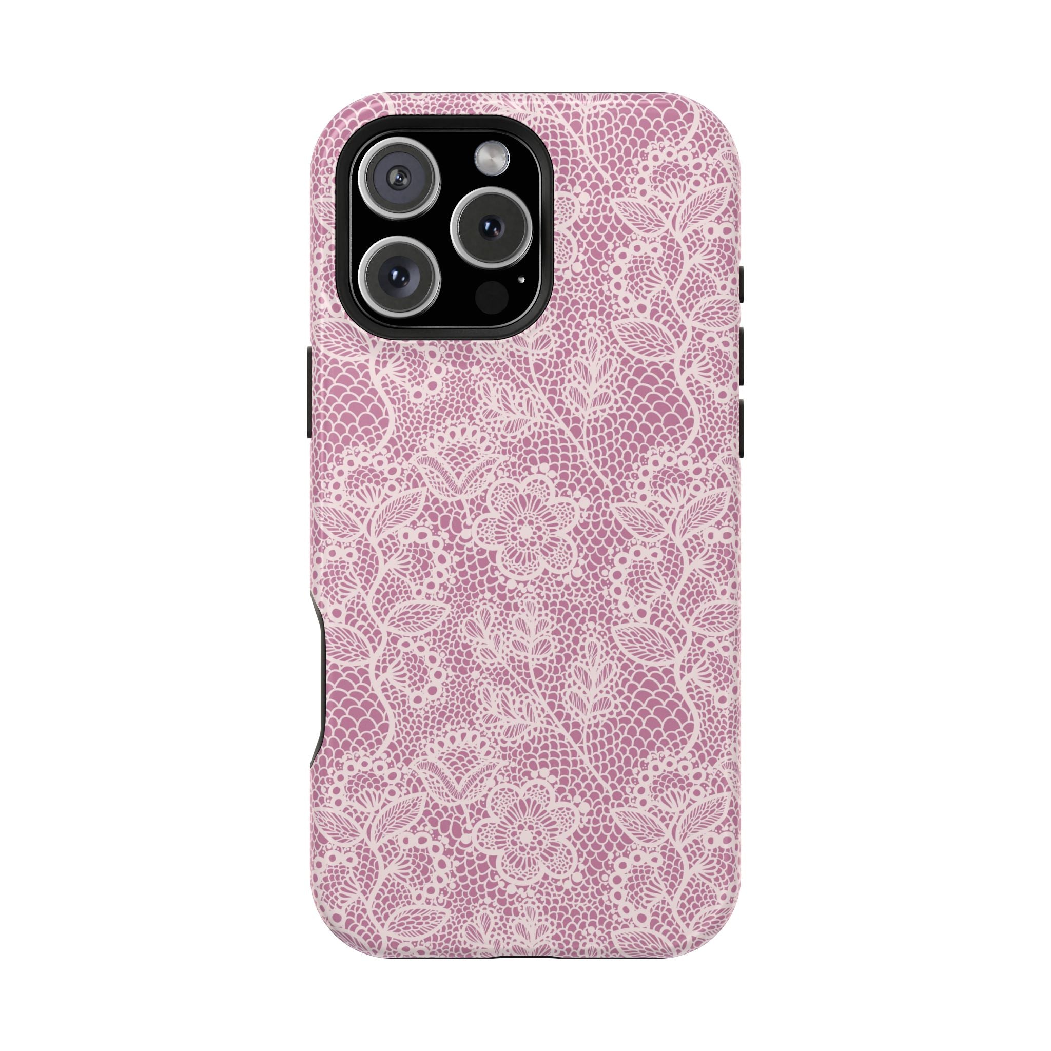 Pink Lace MagSafe iPhone Case with Floral Design - Cute Phone Cover for a Touch of Country Charm