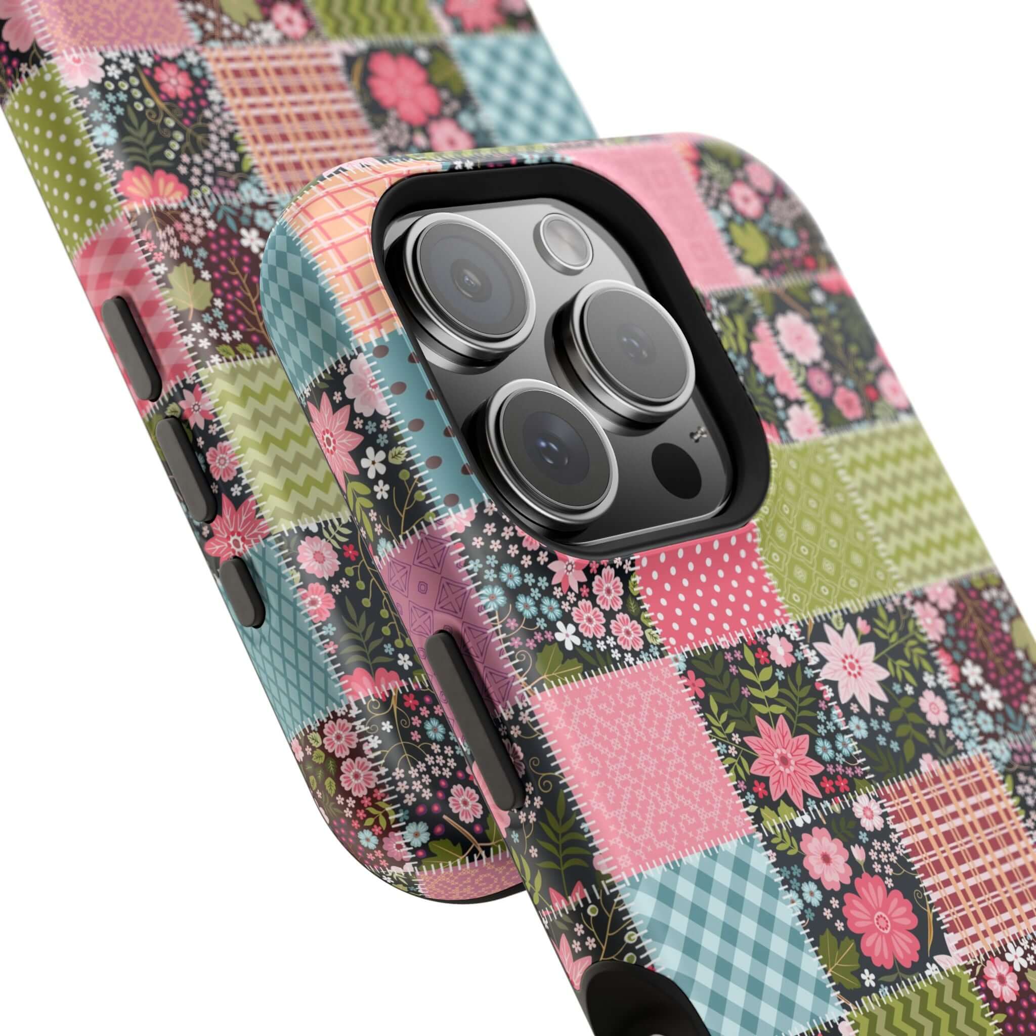 Groovy wildflower patchwork MagSafe iPhone case with cute floral design for free-spirited vibes.