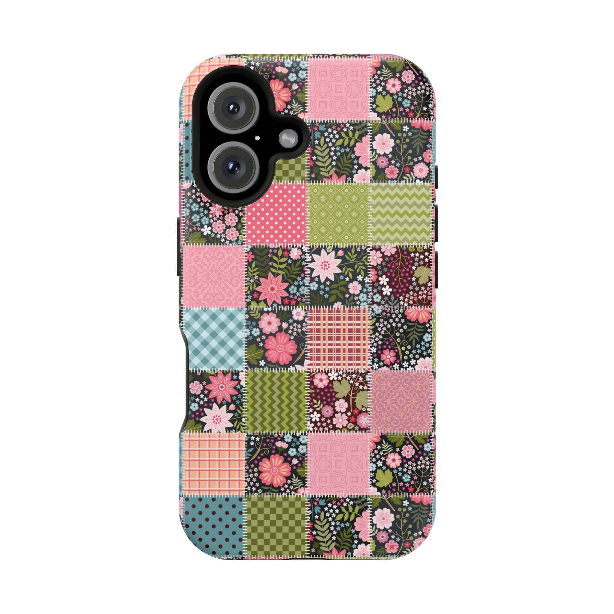 Wildflower Patchwork MagSafe iPhone Case, cute floral phone cover for free-spirited style, perfect for granola girl vibes.