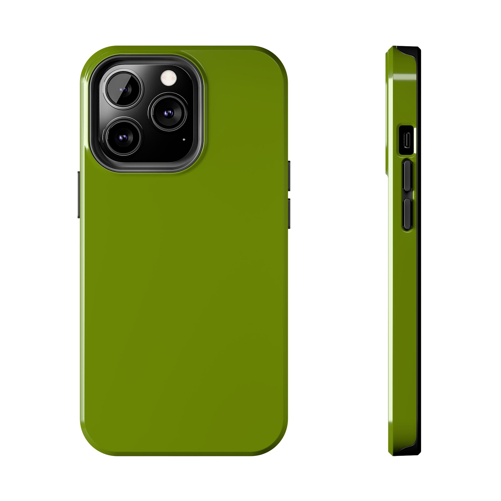 Solid green Matcha Tea iPhone case, cute and protective accessory, floral-inspired design, perfect phone case for iPhone.