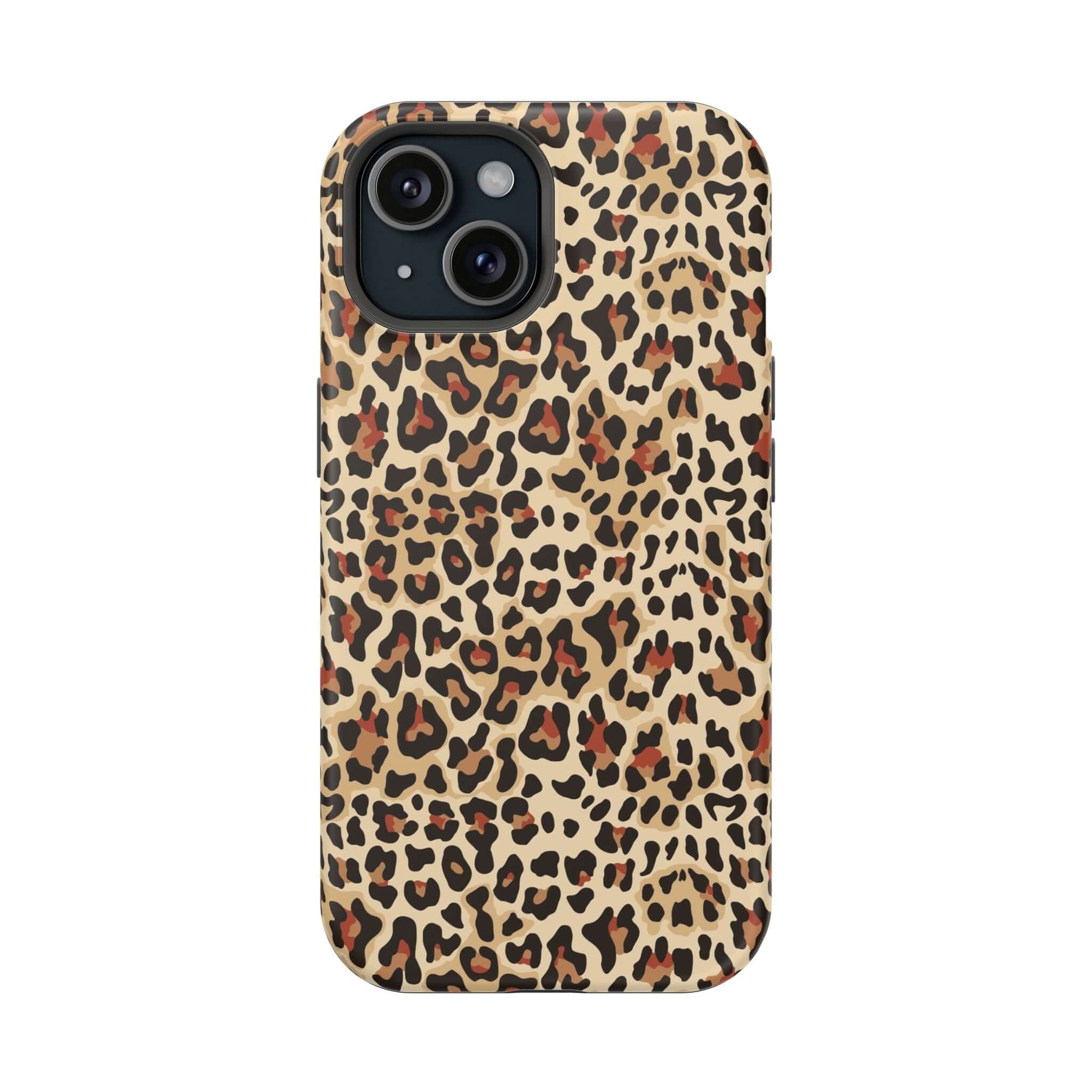 Wildly Chic leopard print MagSafe iPhone case, colorful and cute, offering stylish protection with an abstract animal pattern.