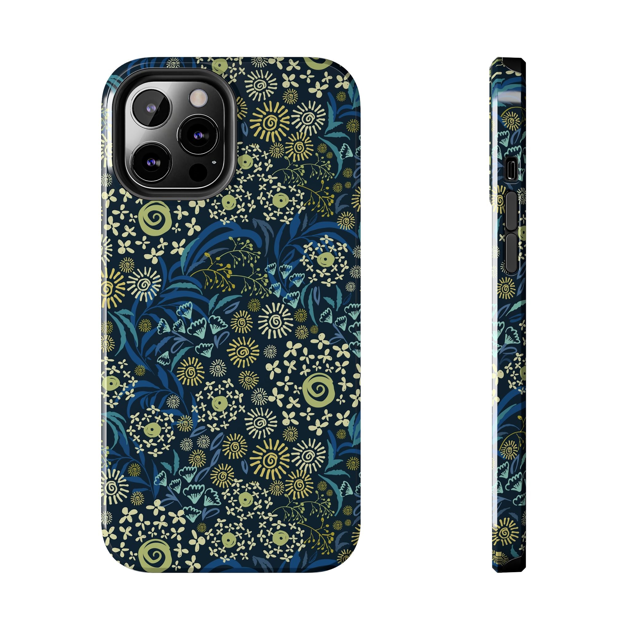 Botanic Breeze Blue Floral iPhone Case Cover - Cute Phone Case with Whimsical Design to Protect Your Phone from Scratches