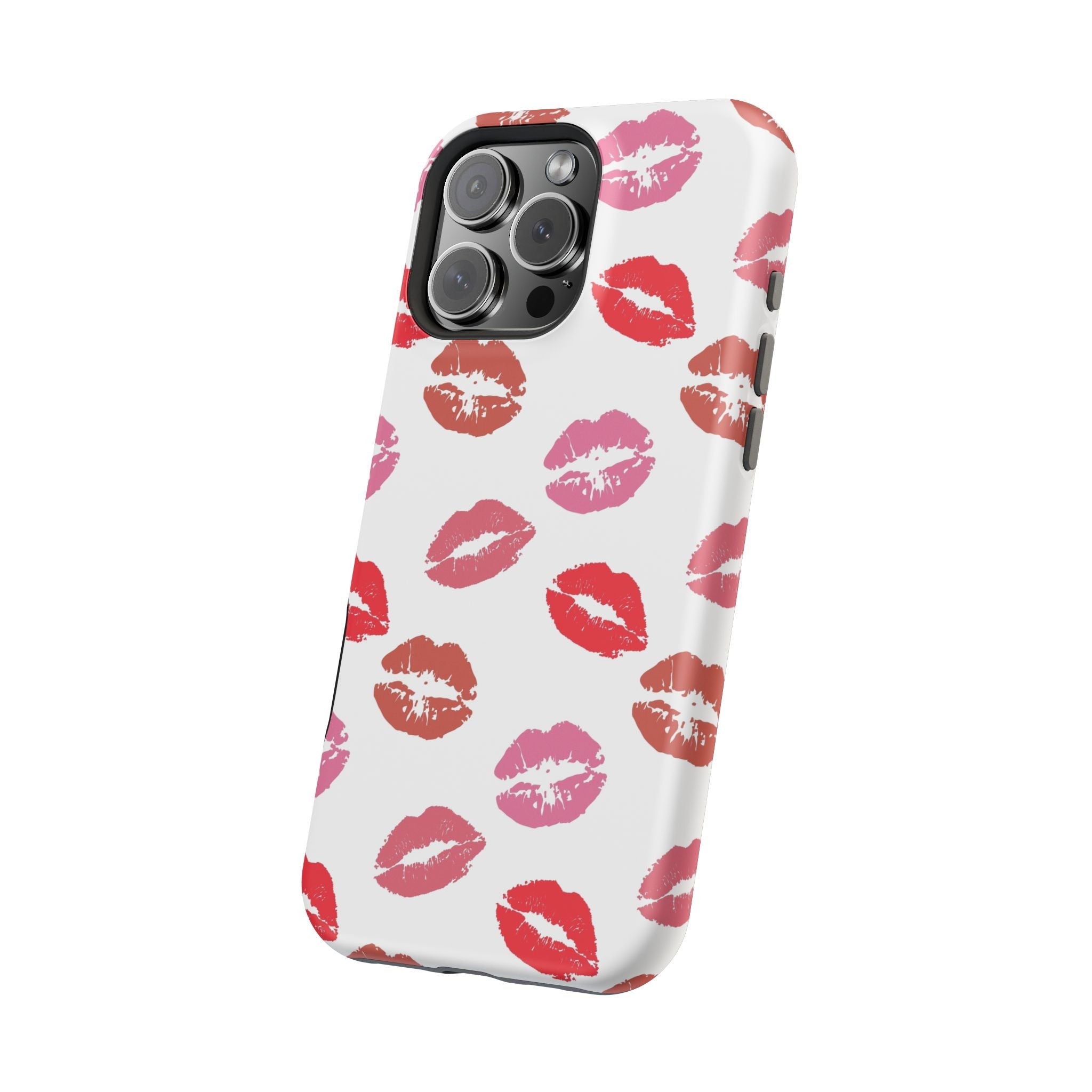 Cute kisses phone case with colorful lip prints, perfect for adding a flirty touch while protecting your iPhone.