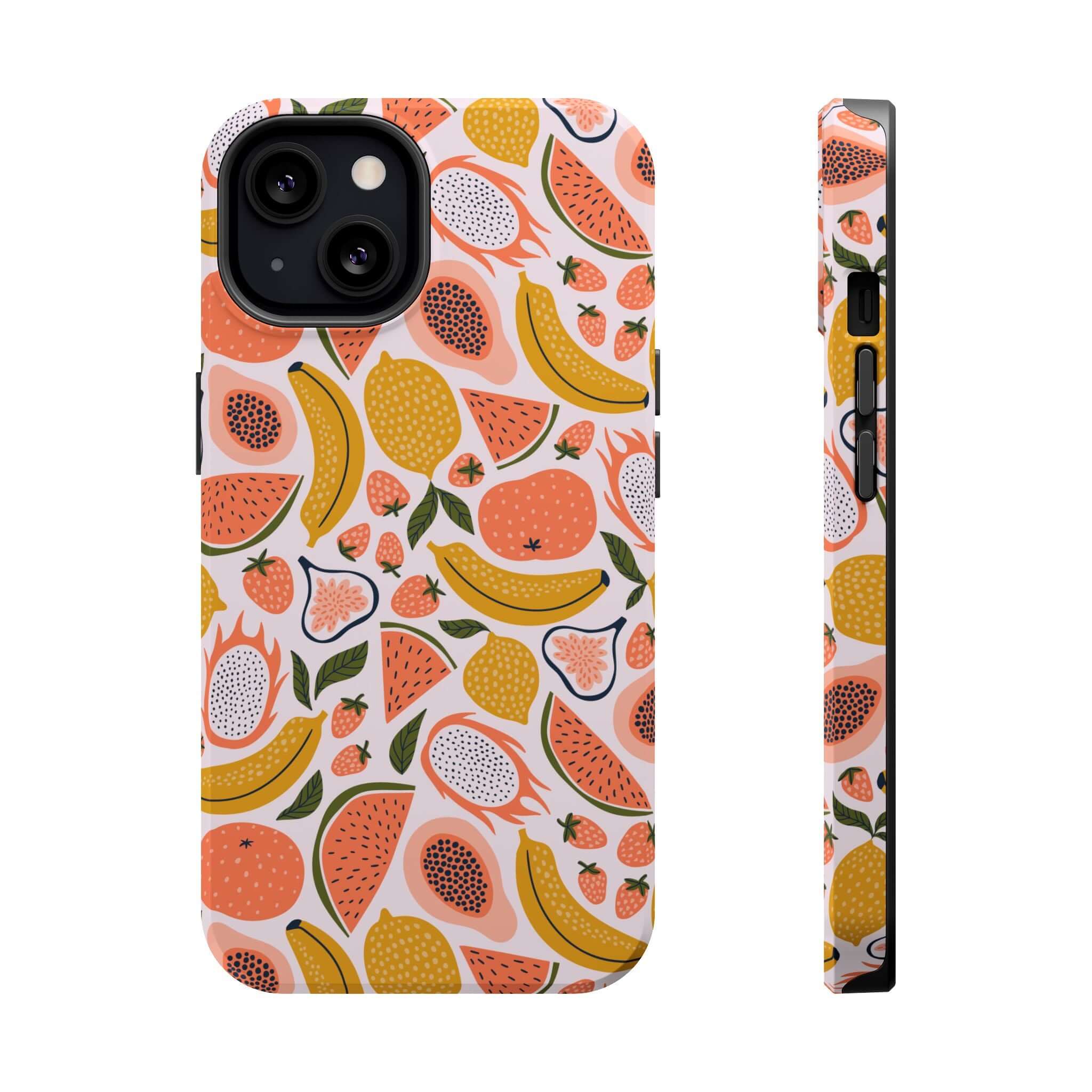 Cute iPhone 14 case with tropical fruit design, free shipping, perfect summer phone cover