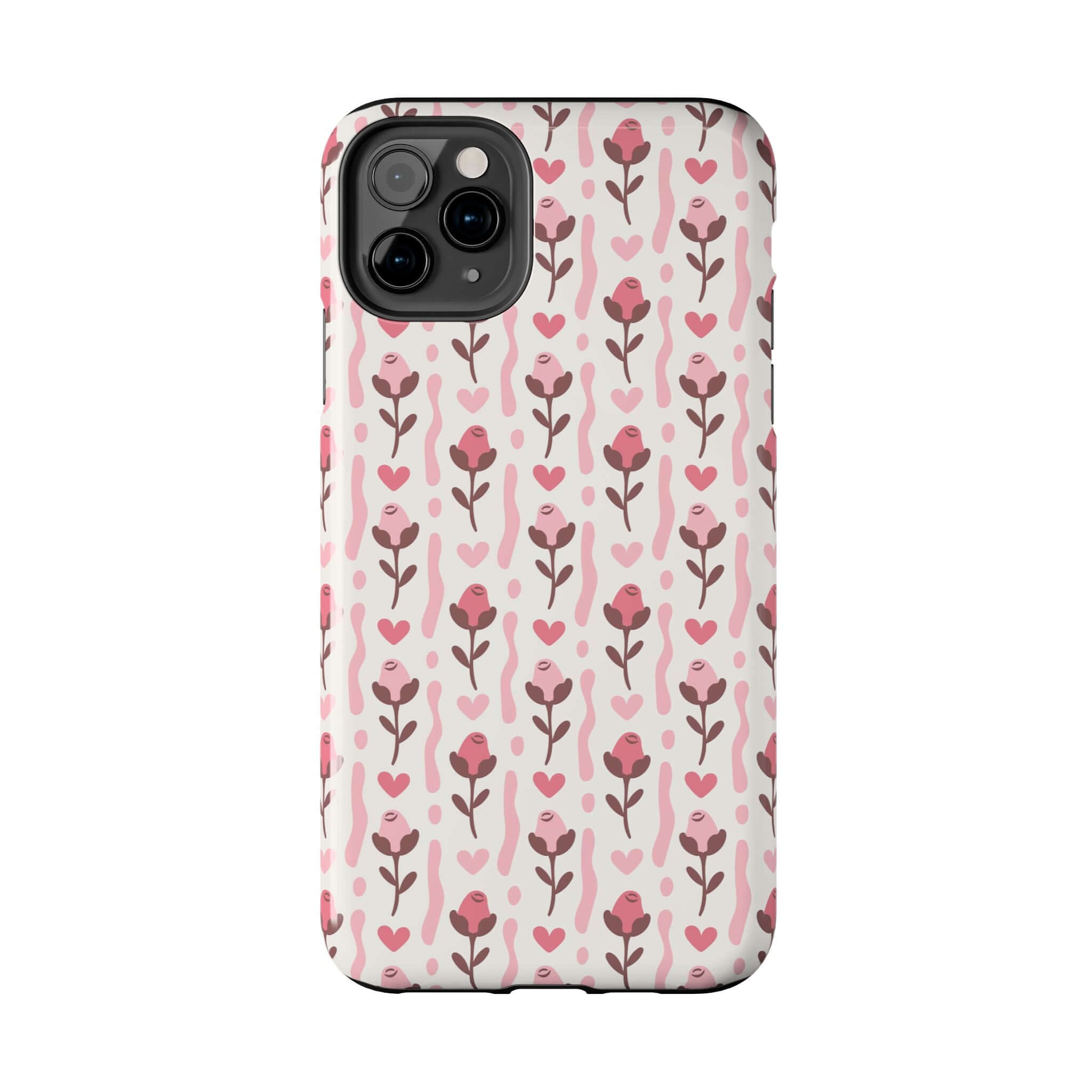 Blushing Blooms red rose and coquette design custom iPhone case with free shipping, cute phone cover perfect for adding whimsy to your phone.