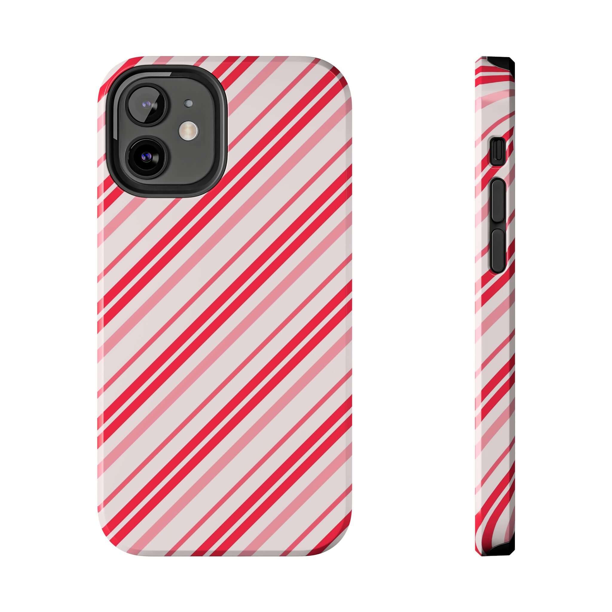 Candy Cane Cutie striped holiday phone case, cute iPhone case with festive design, perfect custom phone case gift idea.